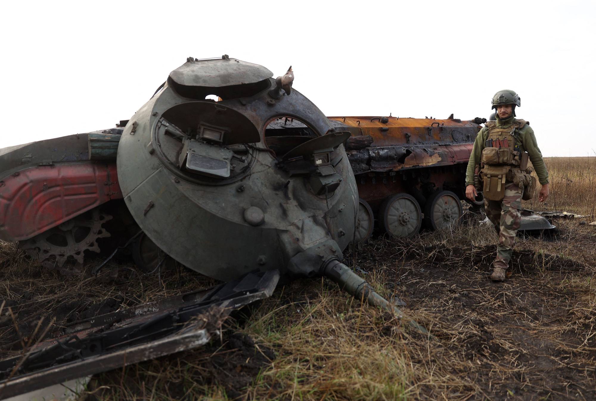 destroyed Russian tank