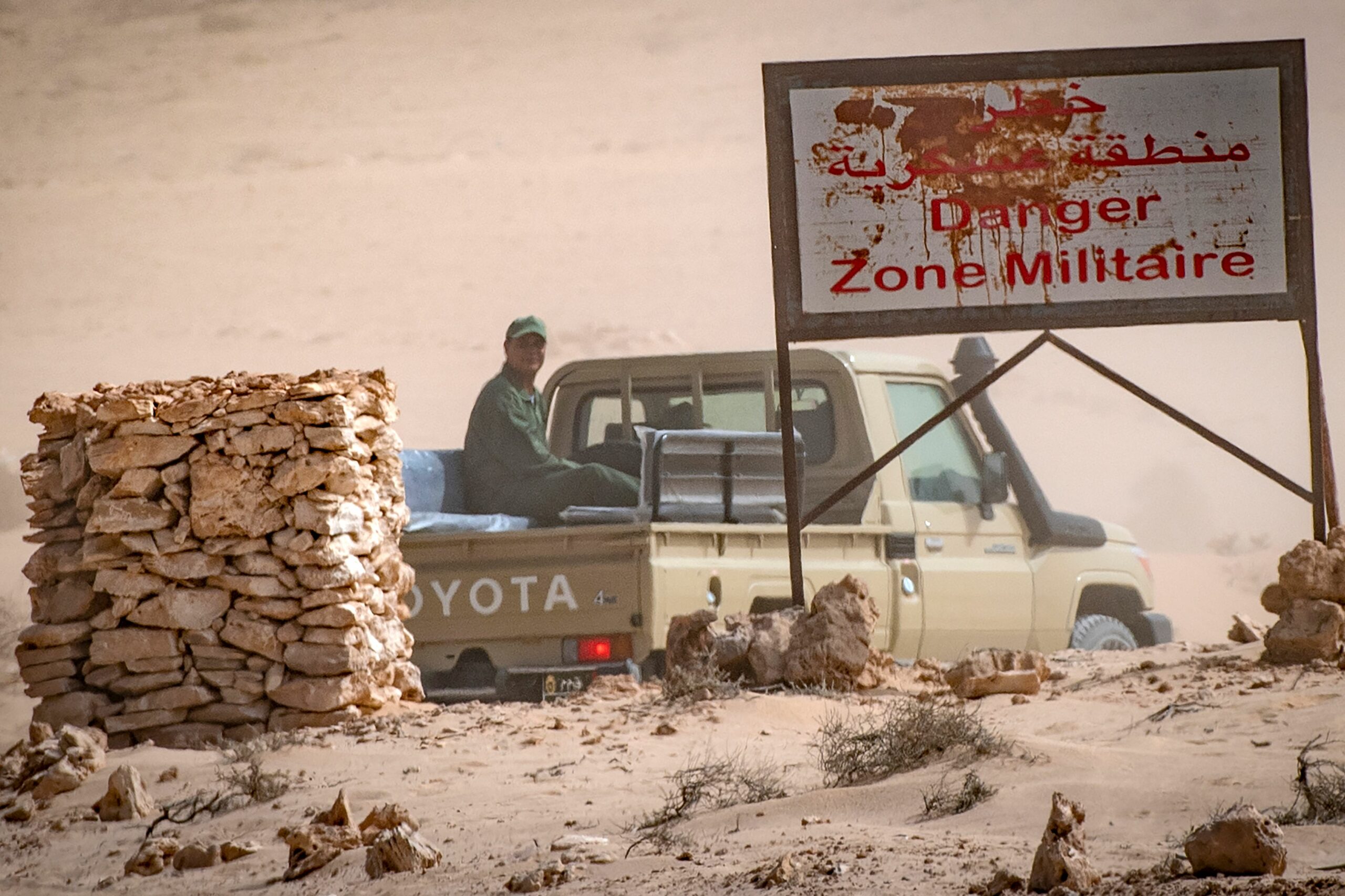 A Moroccan soldier at a checkpoint in Western Sahara