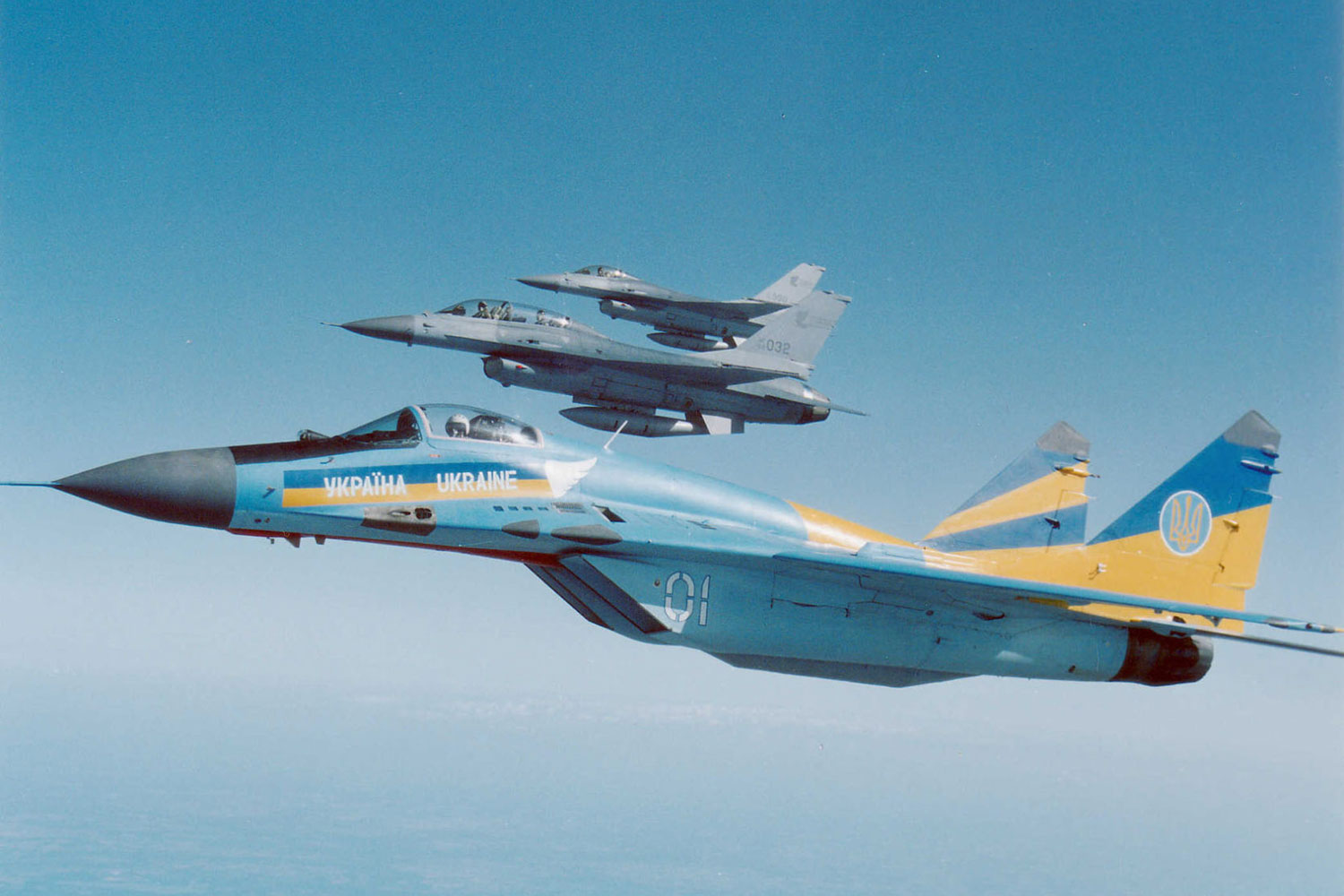A Ukrainian Air Force MiG-29 while on a tour of North America in 1992
