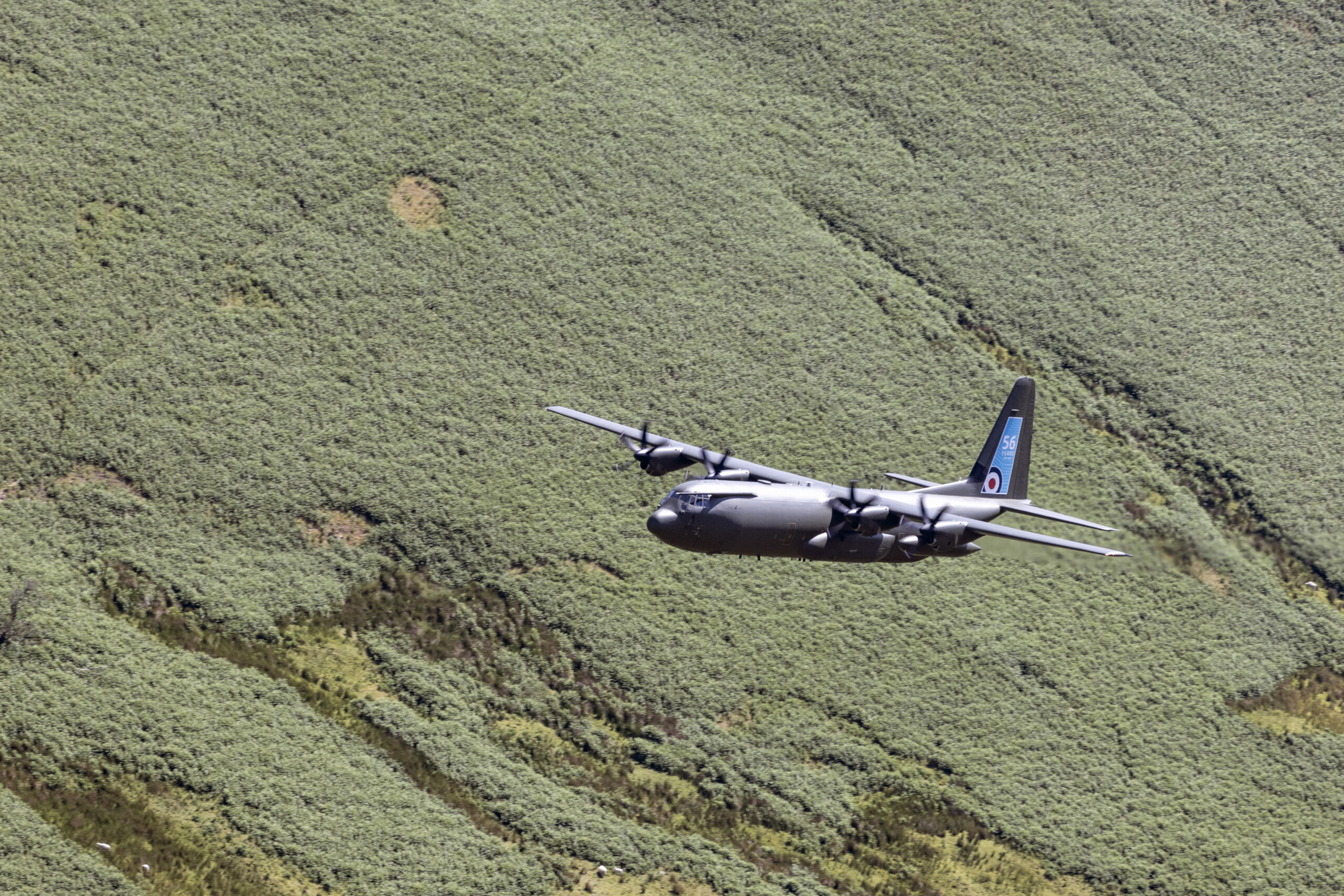 Pictured is a Hercules C-130J from 47 Sqn, on a final flypast before its forthcoming retirement. A flypast to mark the forthcoming retirement of the Hercules from RAF service took place across all four nations of the United Kingdom on Wednesday 14 June. The first Hercules arrived at Marshall’s of Cambridge in December 1966 Hercules. Since entering RAF service, originally with 242 Operational Conversion Unit at RAF Thorney Island, it has operated across the globe in support of UK military and humanitarian relief operations. The transition to the 22-strong Atlas (A400) fleet and other air mobility aircraft has been ongoing for some time. 47 Squadron and the Hercules will continue to deliver on operations supporting UK defence objectives until 30 Jun 23.