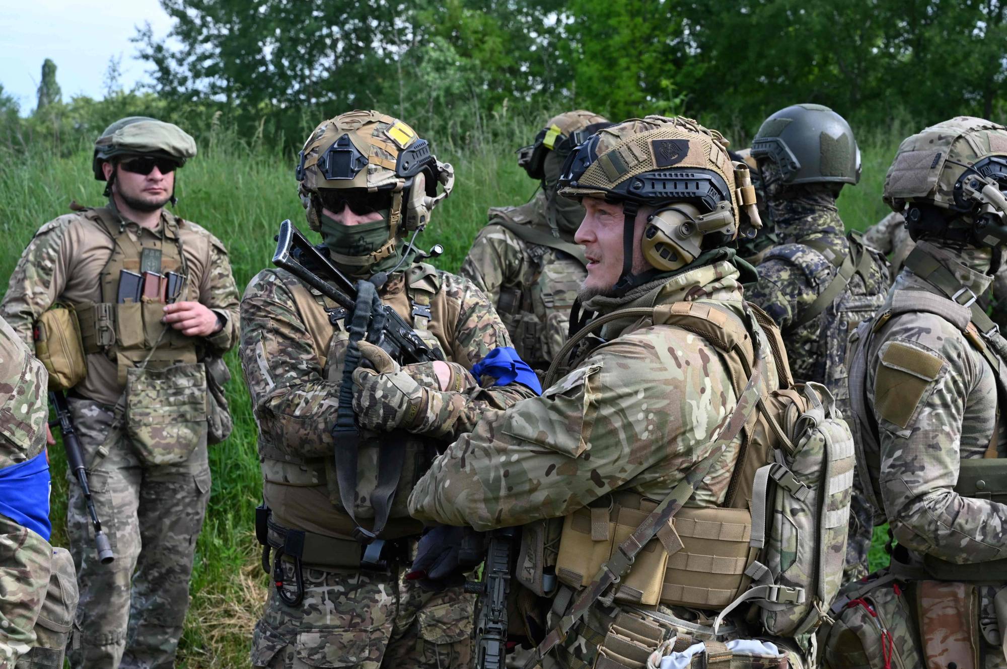 Fighters of the Russian Volunteer Corps in northern Ukraine, not far from the Russian border