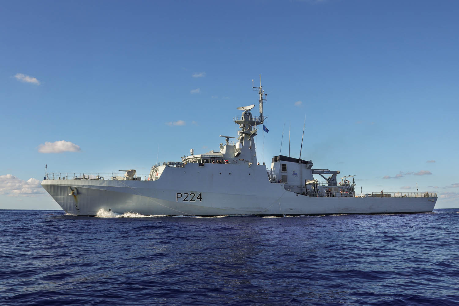 HMS Trent, a UK Royal Navy ship, is seen on the water. 
