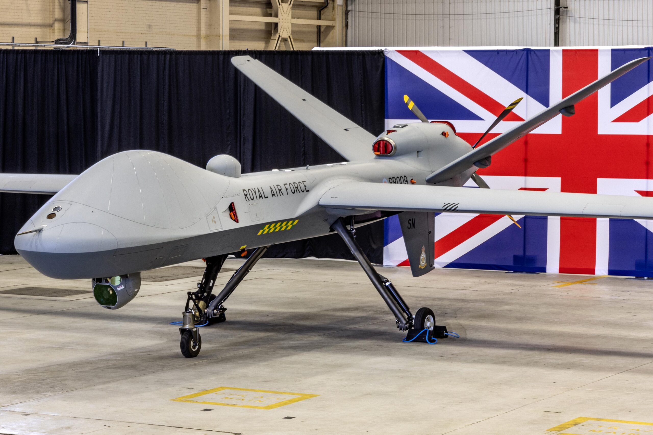 On the 30th of September 2023, The new Royal Air Force (RAF) Protector MQ-9B Aircraft was delivered to RAF Waddington by an Antanov AN 124-100M aircraft from General Atomics Aeronautical Systems, Inc. (GA-ASI) USA. On the 6th of October 2023, Protector MQ-9B was assembled at RAF Waddington working with RAF 31 Sqn engineers and GA-ASI personnel. Protector is the RAF's newest platform and is operated by the newly reformed 31 Sqn based at RAF Waddington. Protector RG Mk 1 (MQ-9B) is the successor to Reaper (MQ-9A) and is the next generation of remotely piloted medium-altitude, long endurance (MALE) aircraft. Protector will be deployed in wide-ranging armed Intelligence, Surveillance, Targeting and Reconnaissance (ISTAR) operations where its ability to fly consistently for up to 40 hours will offer the RAF a vastly improved armed ISTAR capability.