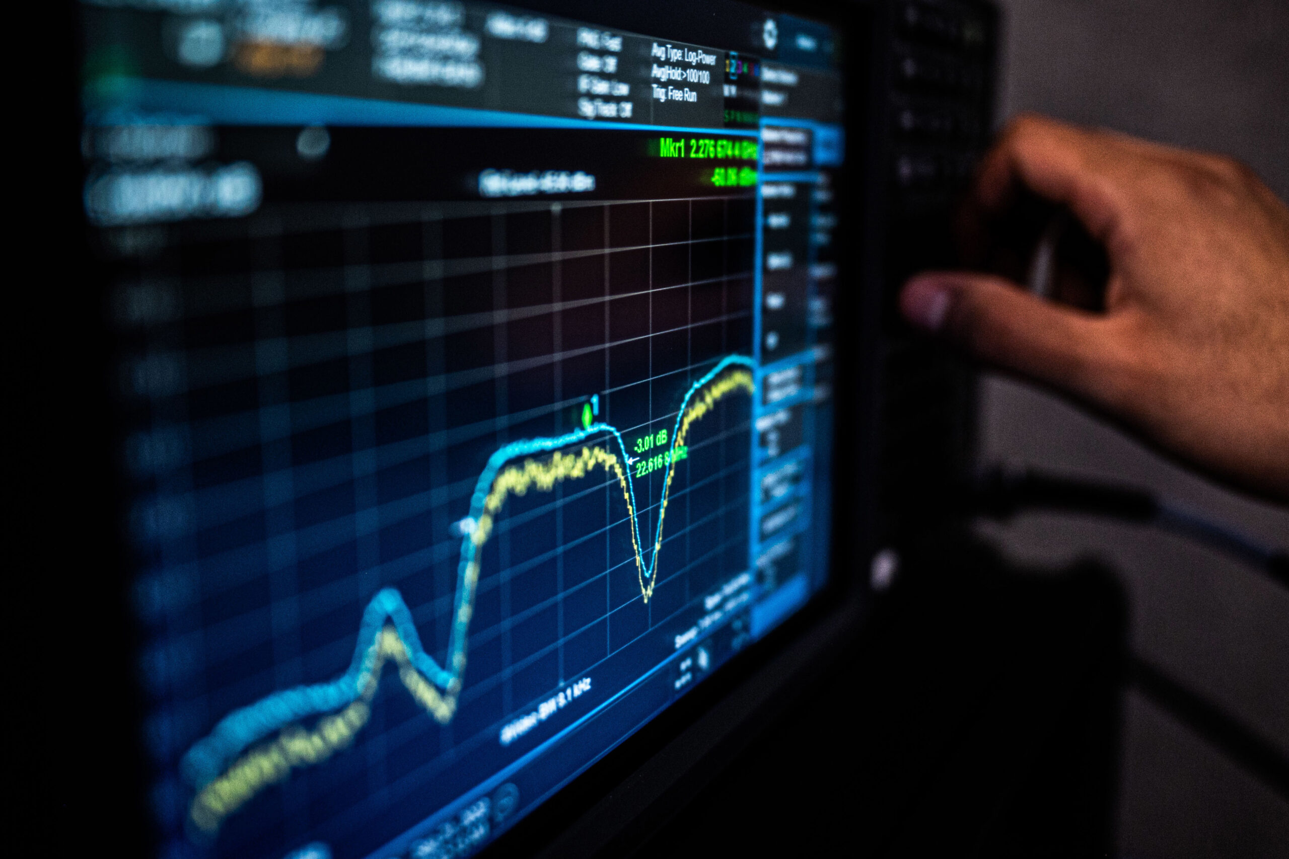 U.S. Air Force Airman 1st Class Mendoza, 216th Space Control Squadron space systems operator, adjusts a dial while looking at frequency of a signal on the monitor of a ‘Honey Badger System’ during BLACK SKIES 22 at Vandenberg Space Force Base, Calif., Sept. 20, 2022. The 216 SPCS specializes in electromagnetic warfare and is participating in the Space Training and Readiness Command’s (STARCOM) BLACK SKIES 22, along with numerous other units spanning from California to Colorado. The first of its kind, BLACK SKIES 22 is a live simulation exercise designed to rehearse the command and control of multiple joint electronic warfare fires. (U.S. Space Force photo by Tech. Sgt. Luke Kitterman)