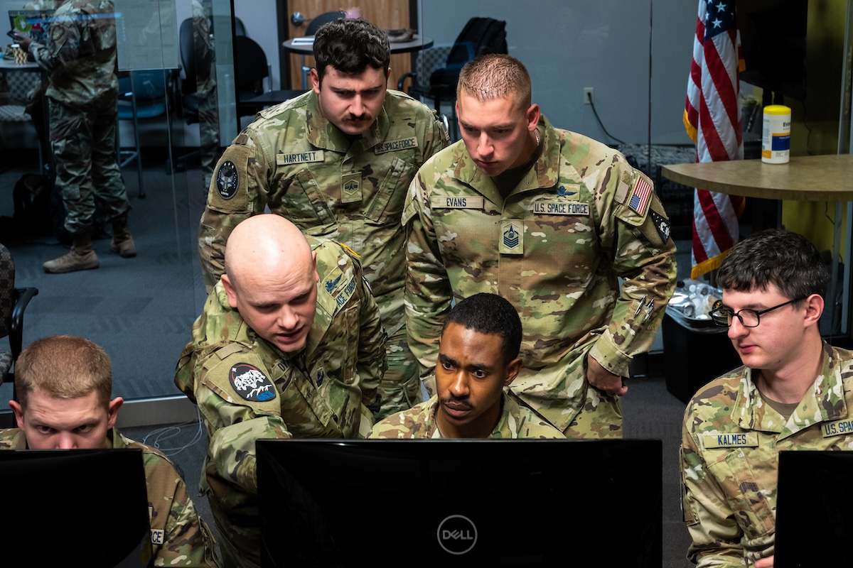 US Space Force Guardians participate in Moonlighter, an exercise designed to focus on refining their defensive and offensive skill sets