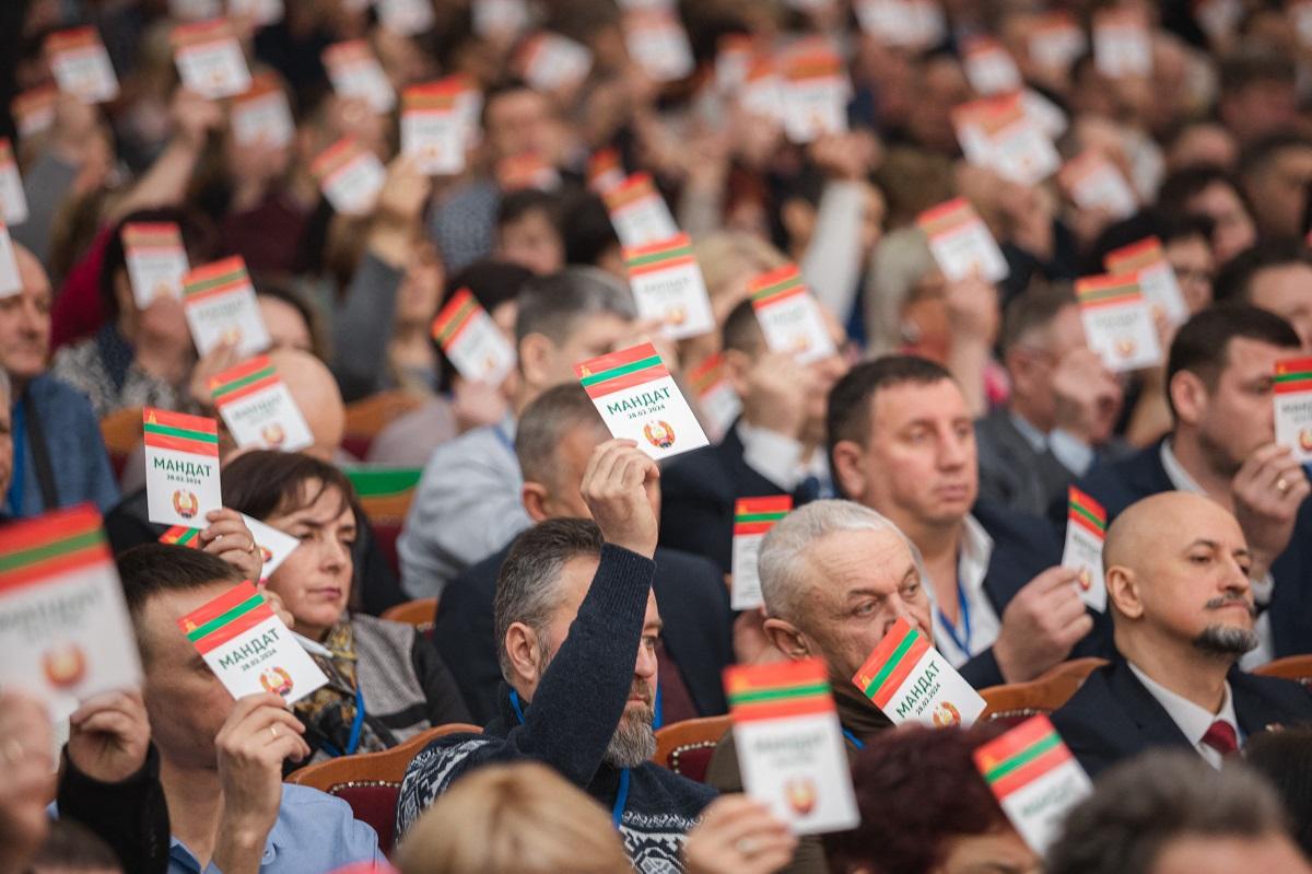 Lawmakers take part in a congress of deputies of Moldova’s breakaway region of Transnistria.