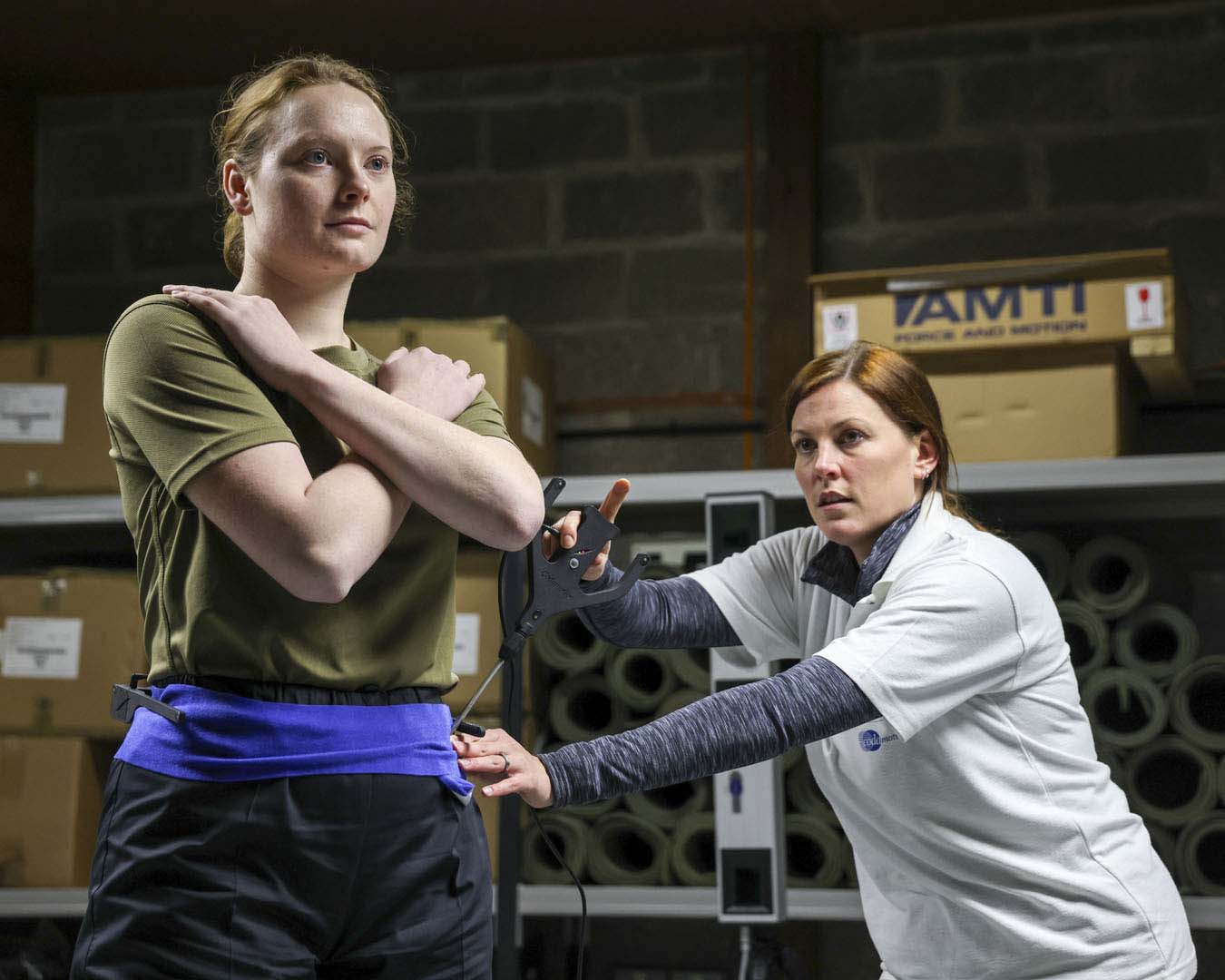 Recruit from HMS Raleigh trialing new equipment to reduce musculoskeltal injuries with universities from Exeter, Bath and Southampton.