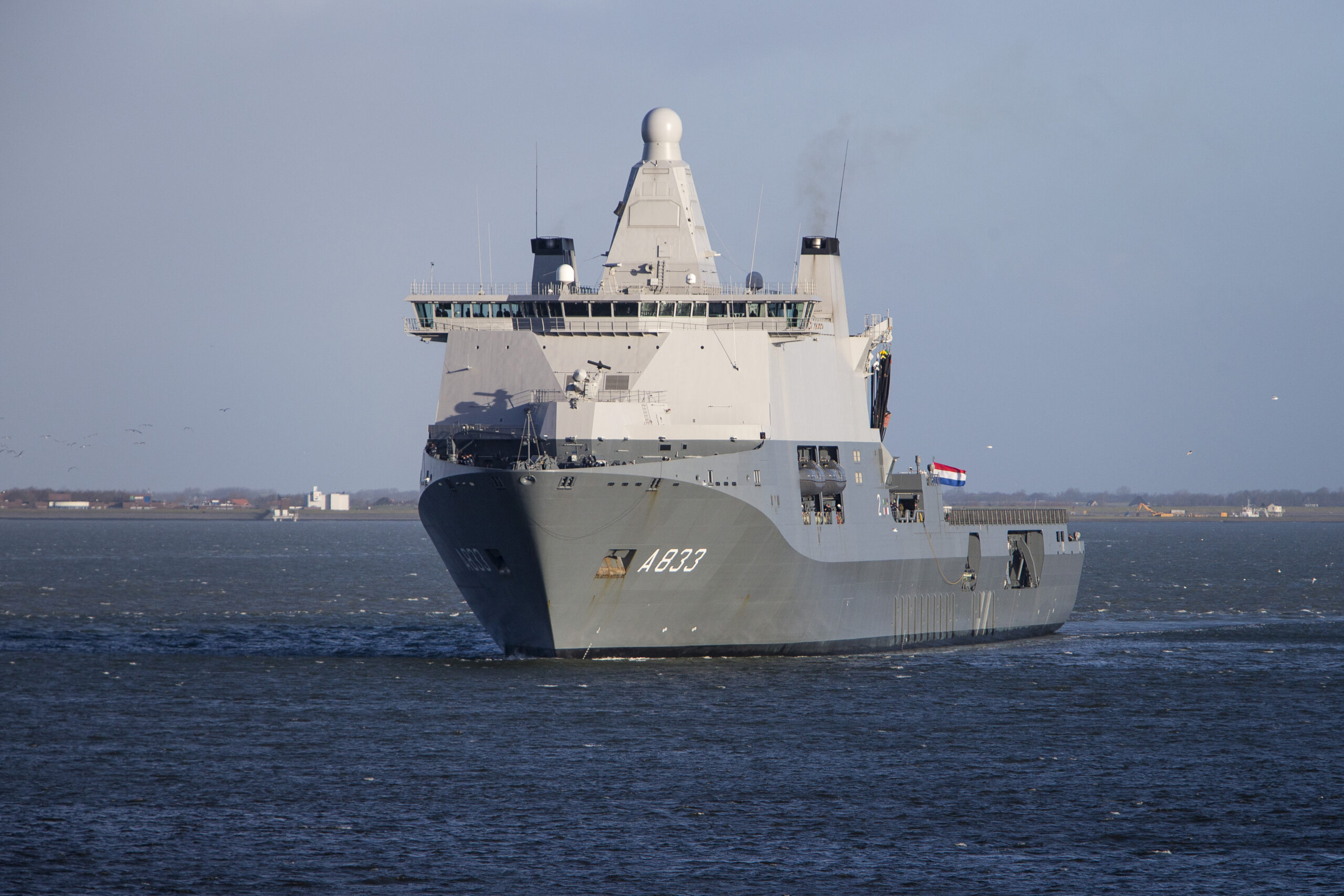 HNLMS Karel Doorman logistics support ship.