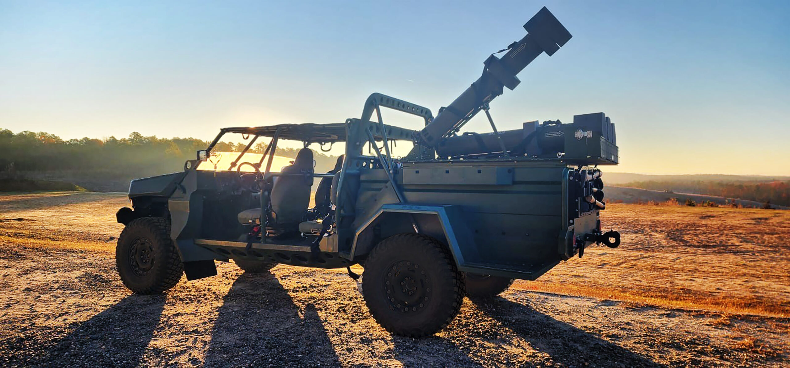 GM Defense’s light tactical wheeled utility vehicle shown with Mistral’s UVision loitering munition technology