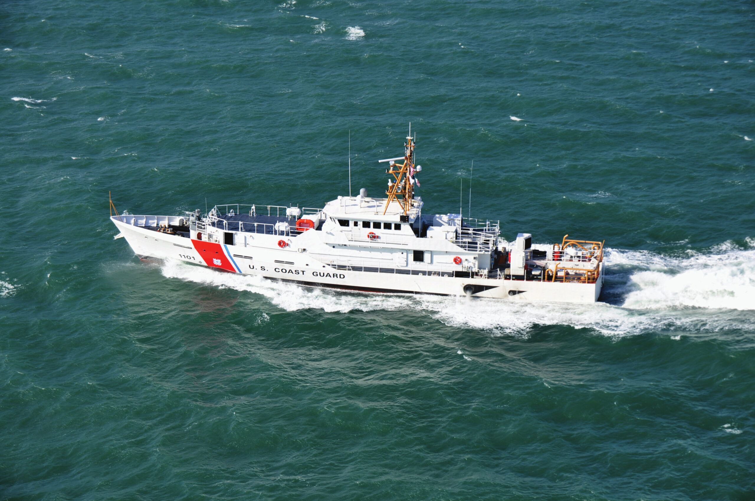 GULF COAST -- Bollinger Shipyards, Inc., personnel prepare to begin the builder's sea trials in the Gulf Coast Monday, Nov. 28, 2011, aboard the Coast Guard Cutter Bernard C. Webber, the Coast Guard's first Sentinel-class Fast Response Cutter. Builder?s trials begin Wednesday and include both pierside and underway machinery and equipment tests, conducted by the shipbuilder, to demonstrate the seaworthiness and functionality of Webber?s systems, including main propulsion, command and control, navigation and others. U.S. Coast Guard photo by Petty Officer 3rd Class Cory Rowland.
