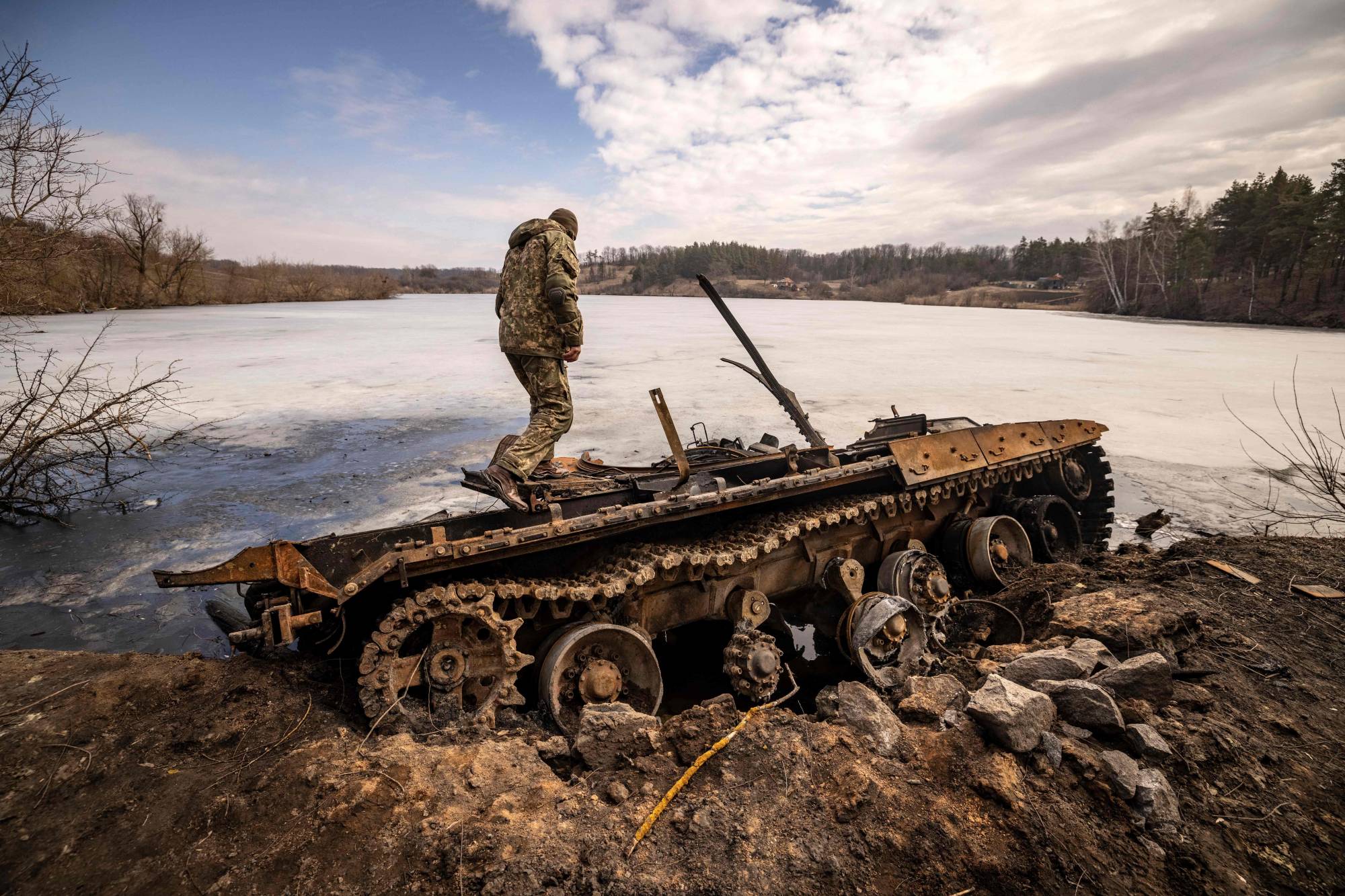 destroyed Russian tank