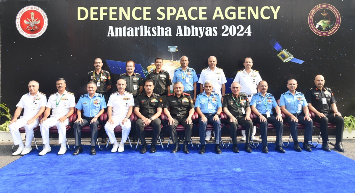 Participants from Defence Space Agency, army, navy, and the air force, along with other specialist branches and representatives from the DRDO and ISRO attending the Antariksha Abhyas 2024
