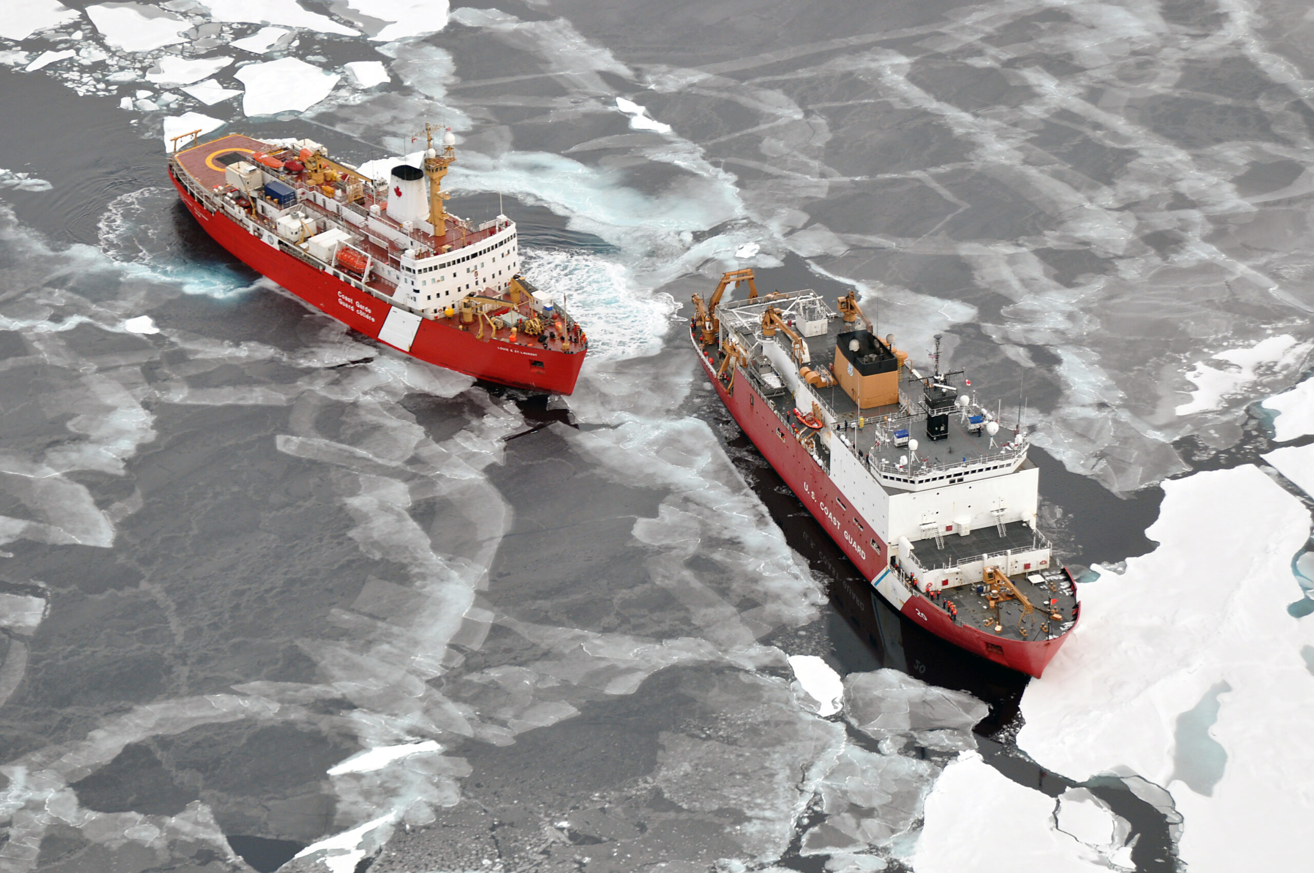 ARCTIC OCEAN - The Canadian Coast Guard Ship Louis S. St-Laurent makes an approach to the Coast Guard Cutter Healy in the Arctic Ocean Sept. 5, 2009. The two ships are taking part in a multi-year, multi-agency Arctic survey that will help define the Arctic continental shelf. (U.S. Coast Guard photo by Petty Officer Patrick Kelley)