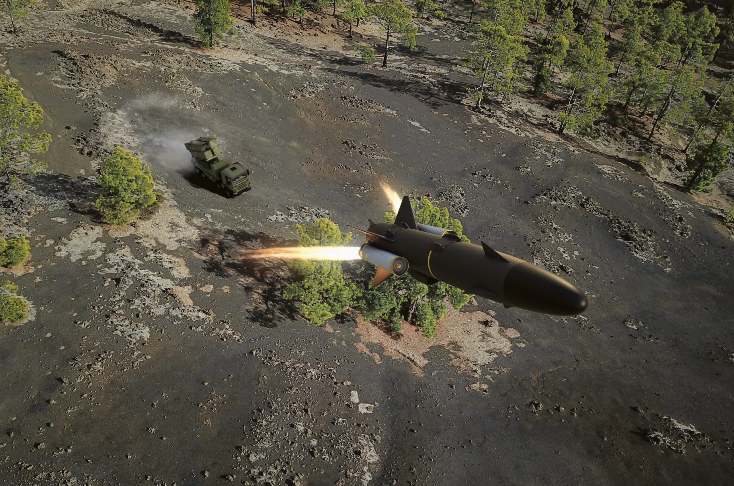 Rendering of a RBS15 being fired from a truck