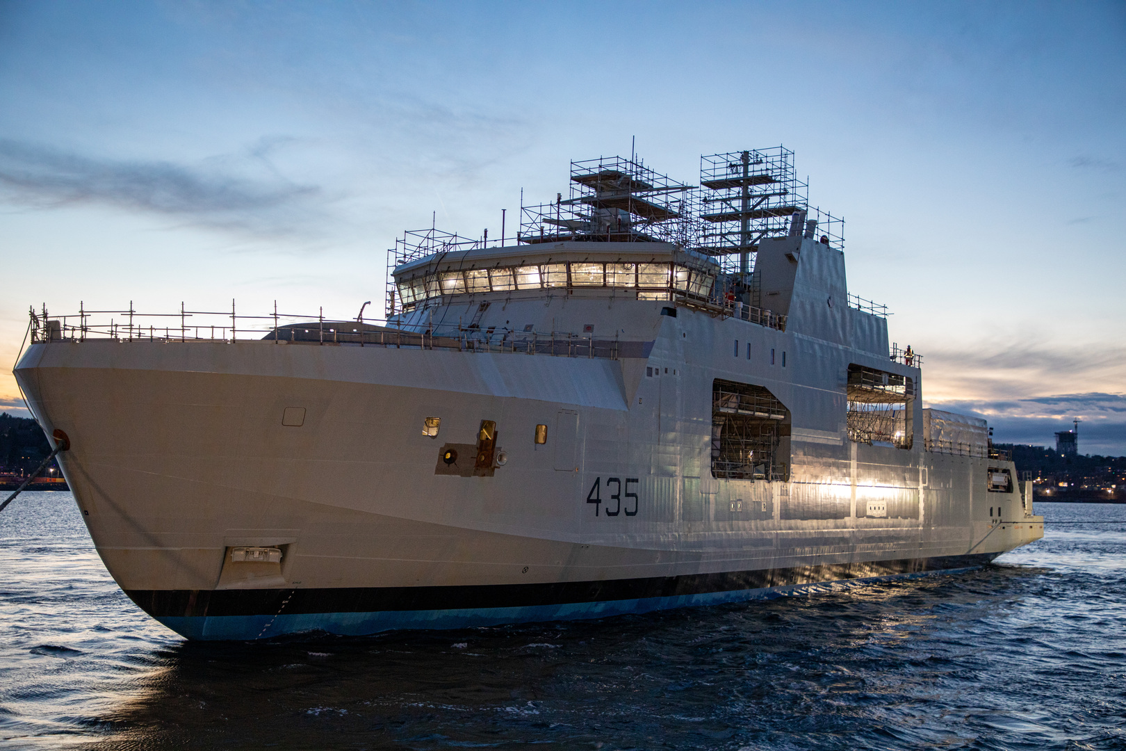 Royal Canadian Navy’s sixth and final Harry DeWolf-class Arctic and Offshore Patrol Ship, the HMCS Robert Hampton Gray (AOPS 435). Photo: Irving Shipbuilding