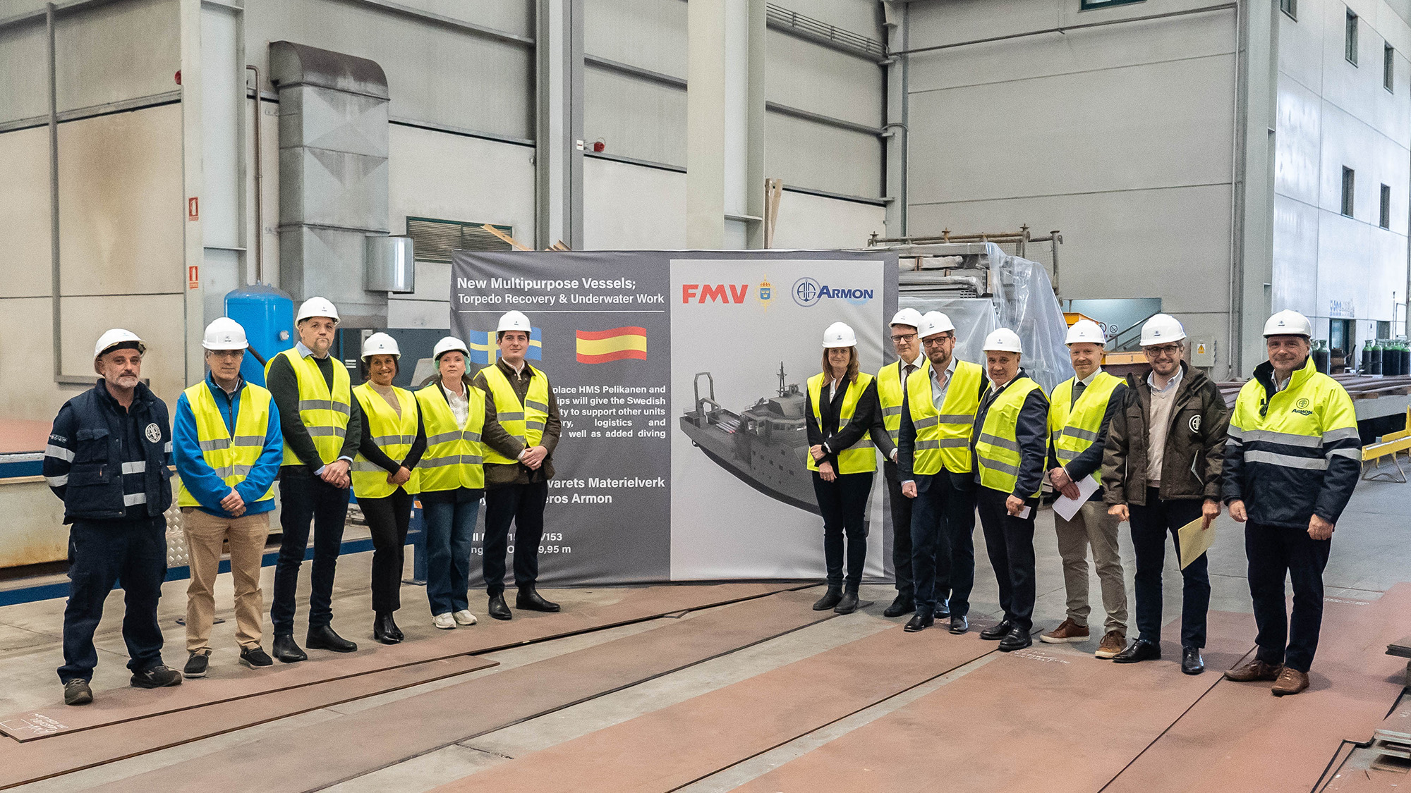 Steel-cutting ceremony of Swedish Navy's future workboats