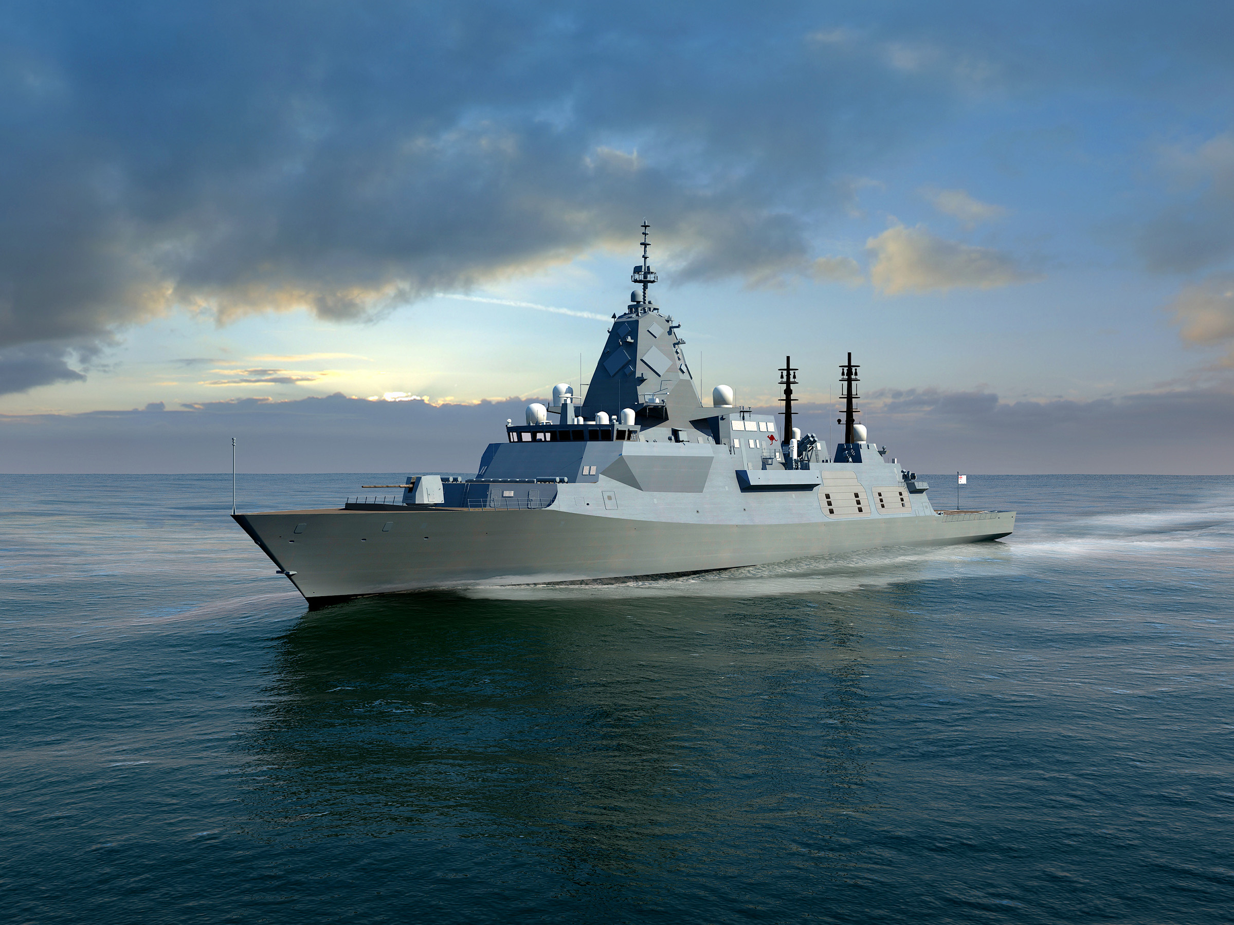 An artist's impression of the BAE Systems SEA 5000 Future Frigate, Global Combal Ship - Australia. Image credit: BAE Systems