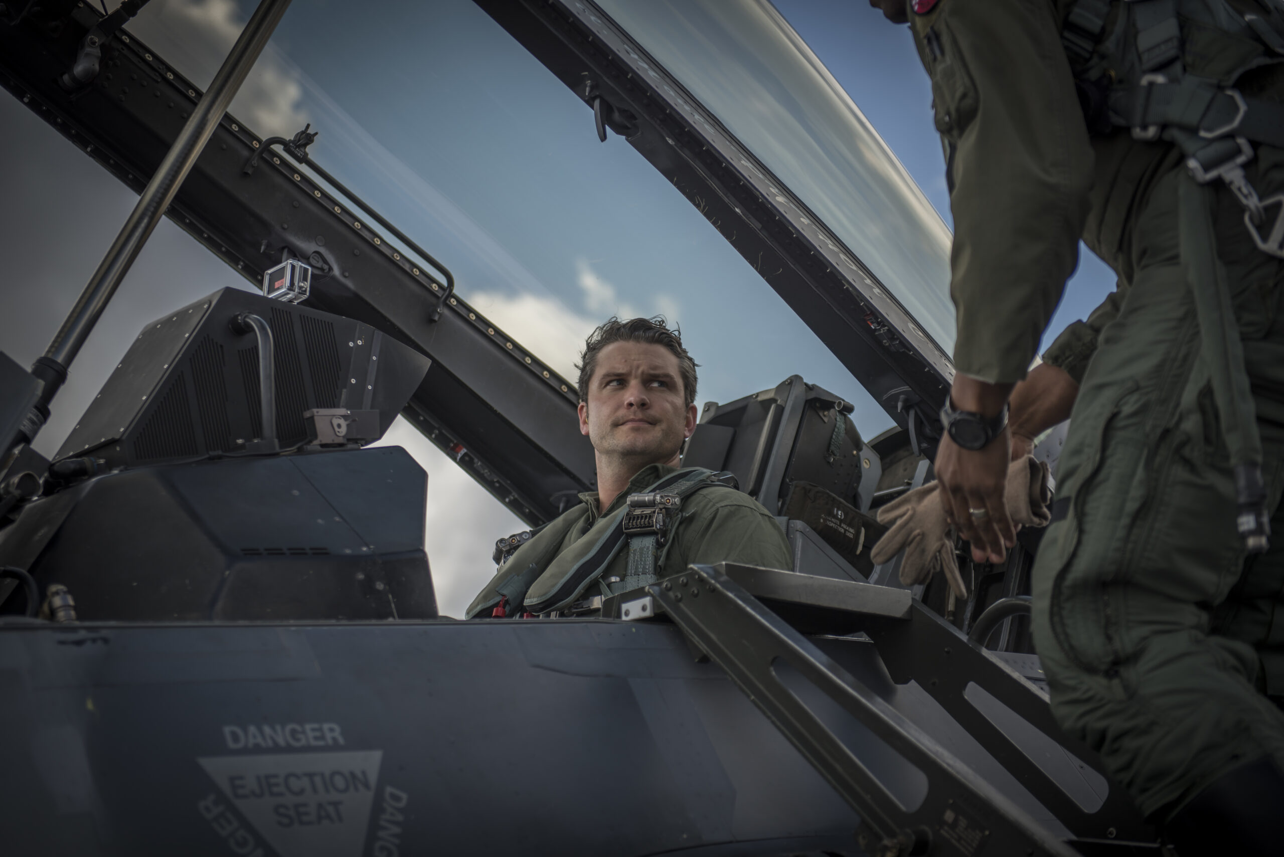Pete Hegseth, a Fox News Contributor, visits the 138th Fighter Wing, Detachment 1, at Ellington Field, TX, on Feb. 1, 2017. Hegseth met with 138th Operations Group personnel, prior to his incentive ride in an F-16 Fighting Falcon, in order to be fully prepared for the experience of flying in a fighter jet. (U.S. Air National Guard photo by Tech. Sgt. Drew A. Egnoske)