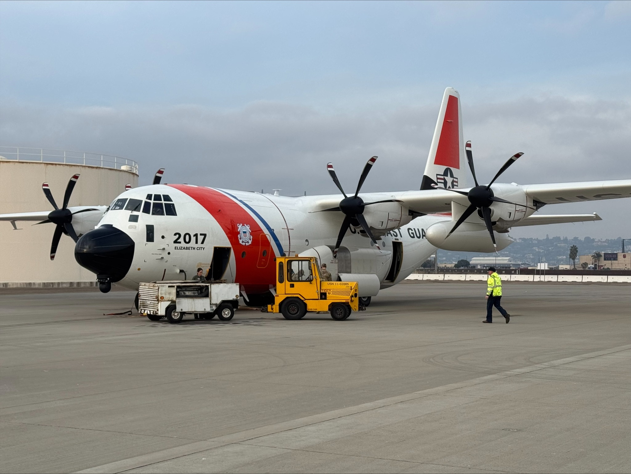 An HC-130J aircraft during an Alien Expulsion FlightOperations between California and Texas, in coordination with US Customs and Border Protection. Photo: US Coast Guard
