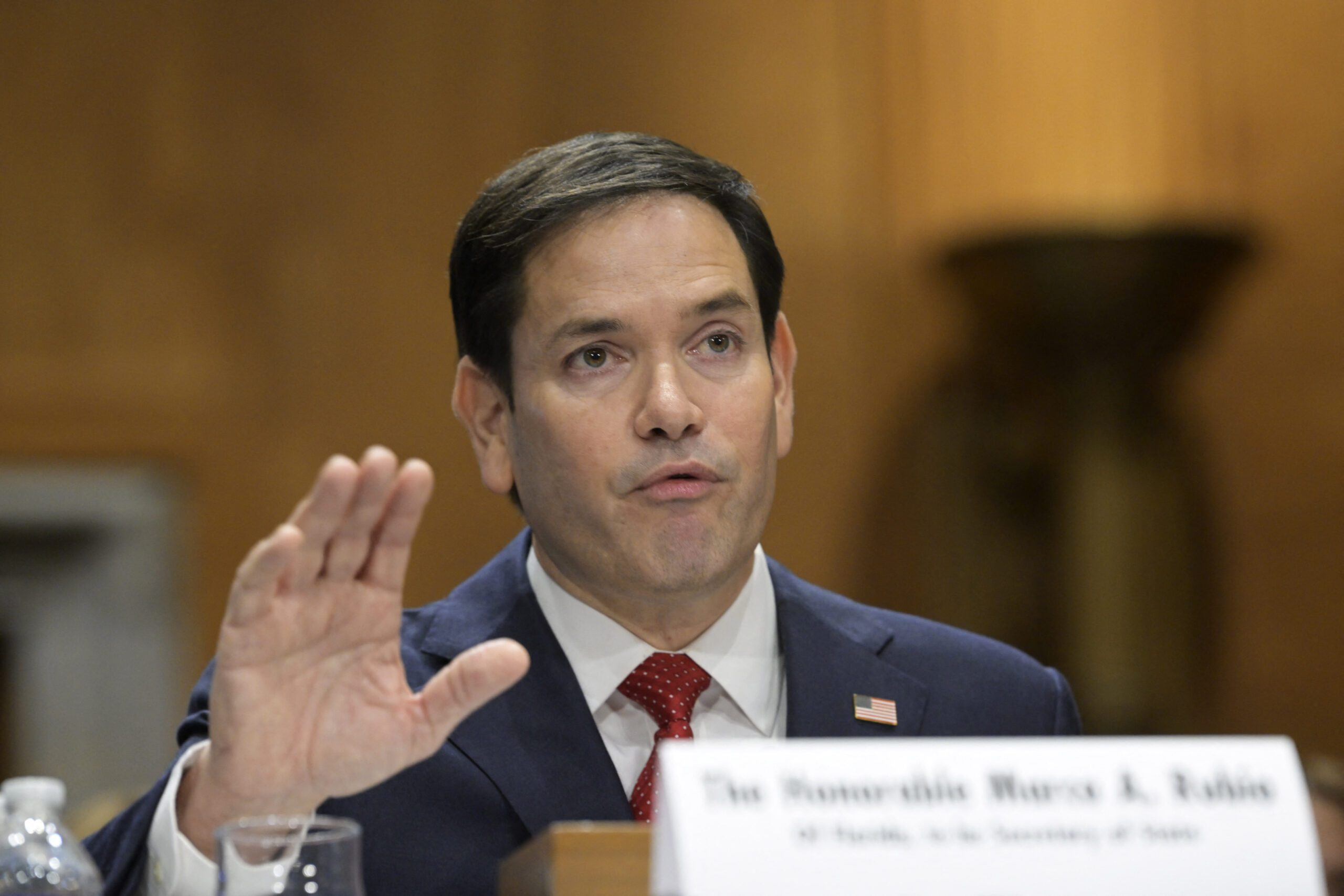 Senator Marco Rubio (R-FL) speaks before the Senate Foreign Relations Committee during his nomination hearing as Department of State Secretary in Washington DC, USA, on January 15, 2025. (Photo by Lenin Nolly/NurPhoto) (Photo by Lenin Nolly / NurPhoto / NurPhoto via AFP)