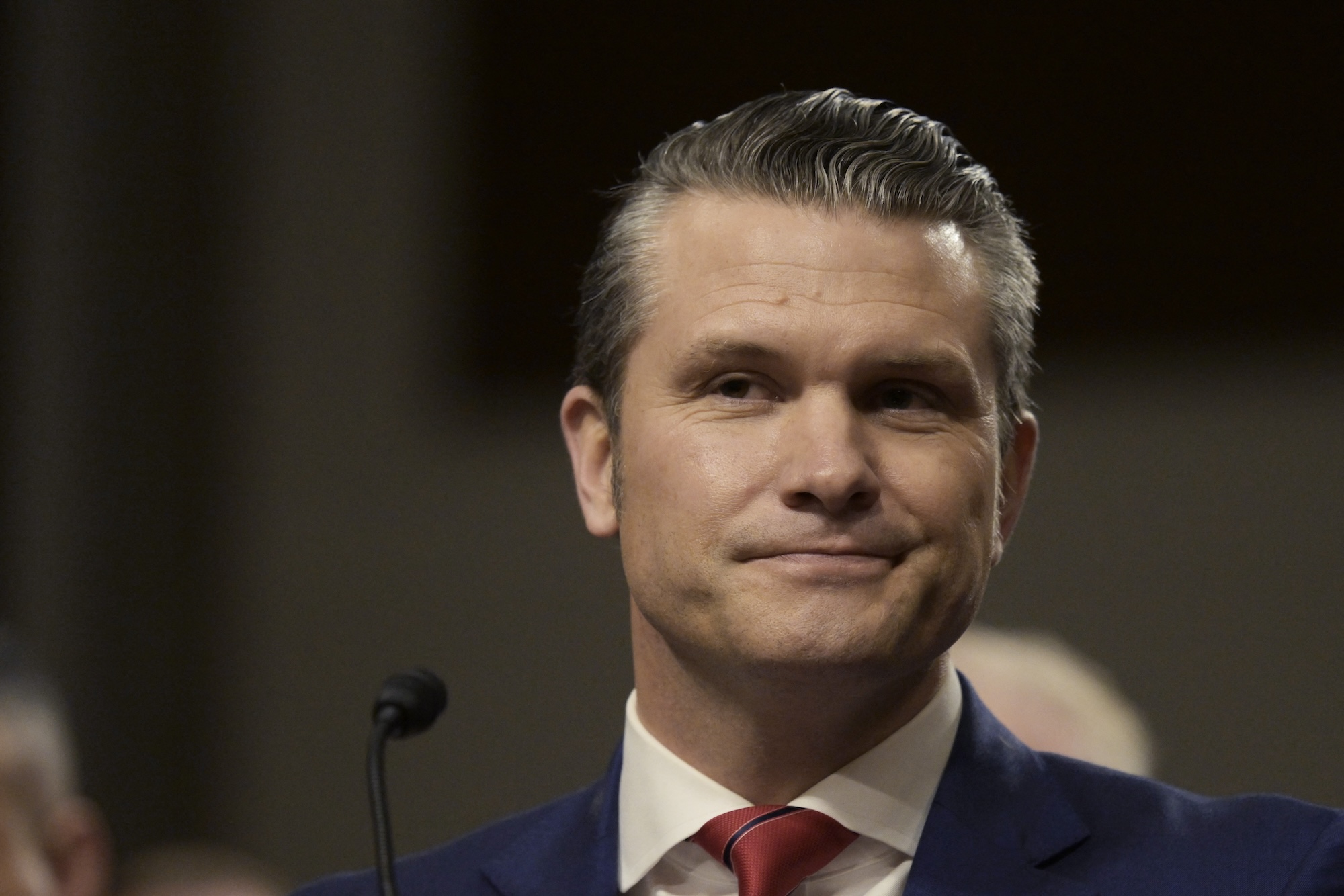 US Secretary of Defense Peter Hegseth speaks before the Senate Armed Services during a nomination hearing in Washington, DC