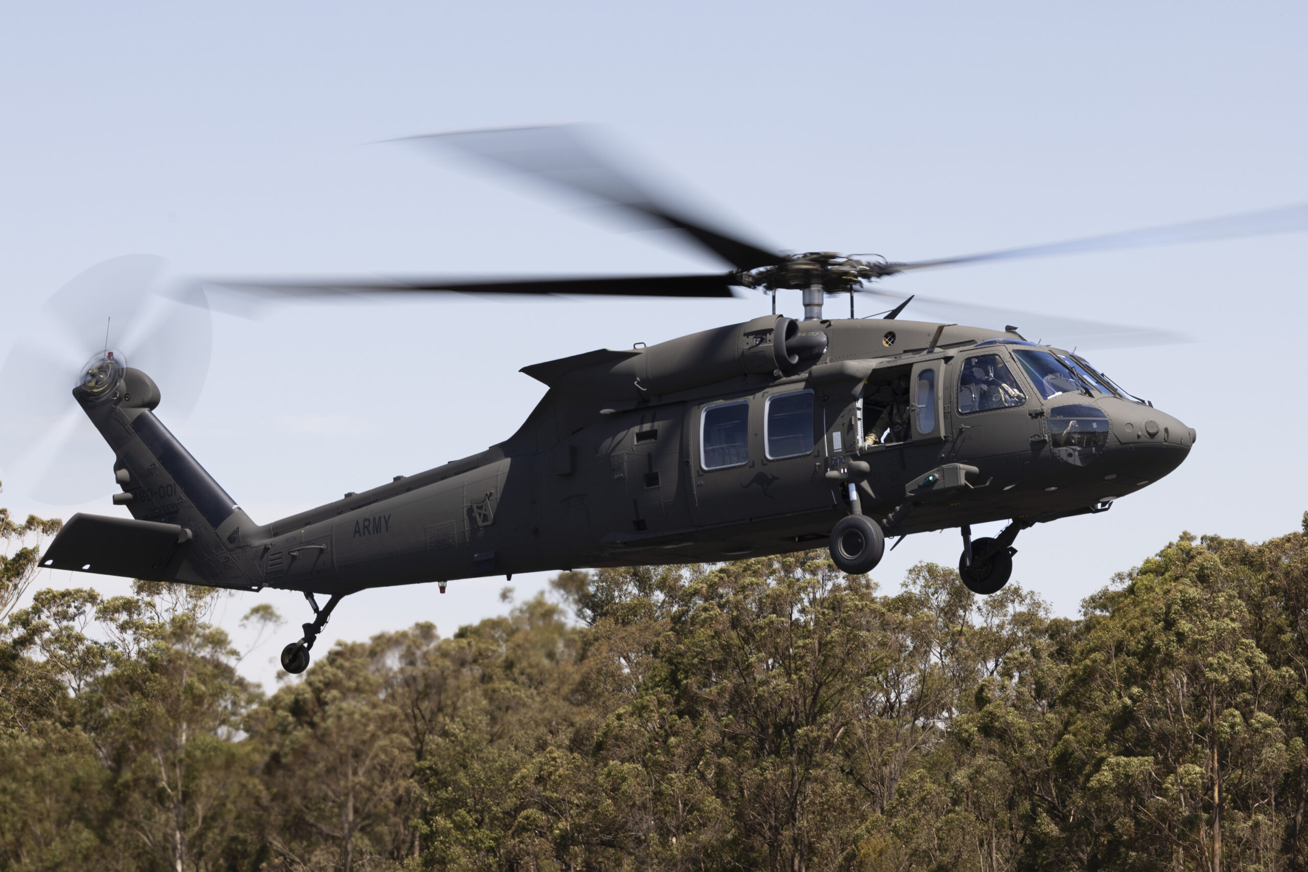 An Australian Army UH-60M Black Hawk helicopter from 6th Aviation Regiment takes off from Holsworthy Barracks in Sydney. *** Local Caption *** The Australian Army has taken deliver of the first three UH-60M Black Hawk helicopters and already commenced flying operations. The Army will take delivery of a total of 40 UH-60M Black Hawks, which will operate from Holsworthy Barracks in Sydney and Oakey in South-East Queensland. Black Hawk helicopters provide Army with the modern, credible and sustainable aviation capability it needs to meet the contemporary challenges of warfare. The next tranche of Black Hawk helicopters is expected early 2024.