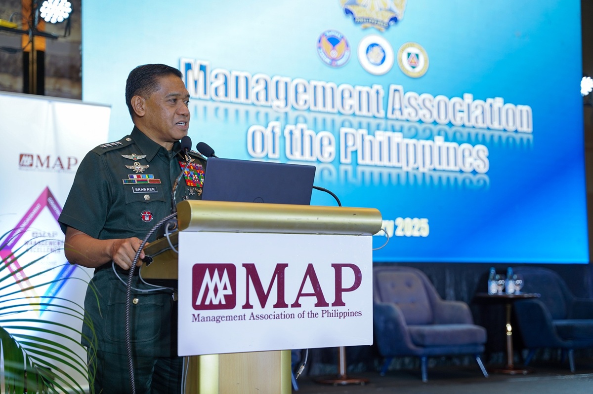 General Romeo S Brawner Jr., AFP Chief of Staff discusses the AFP’s effort to addressing national security during the MAP General Membership Meeting on February 12.