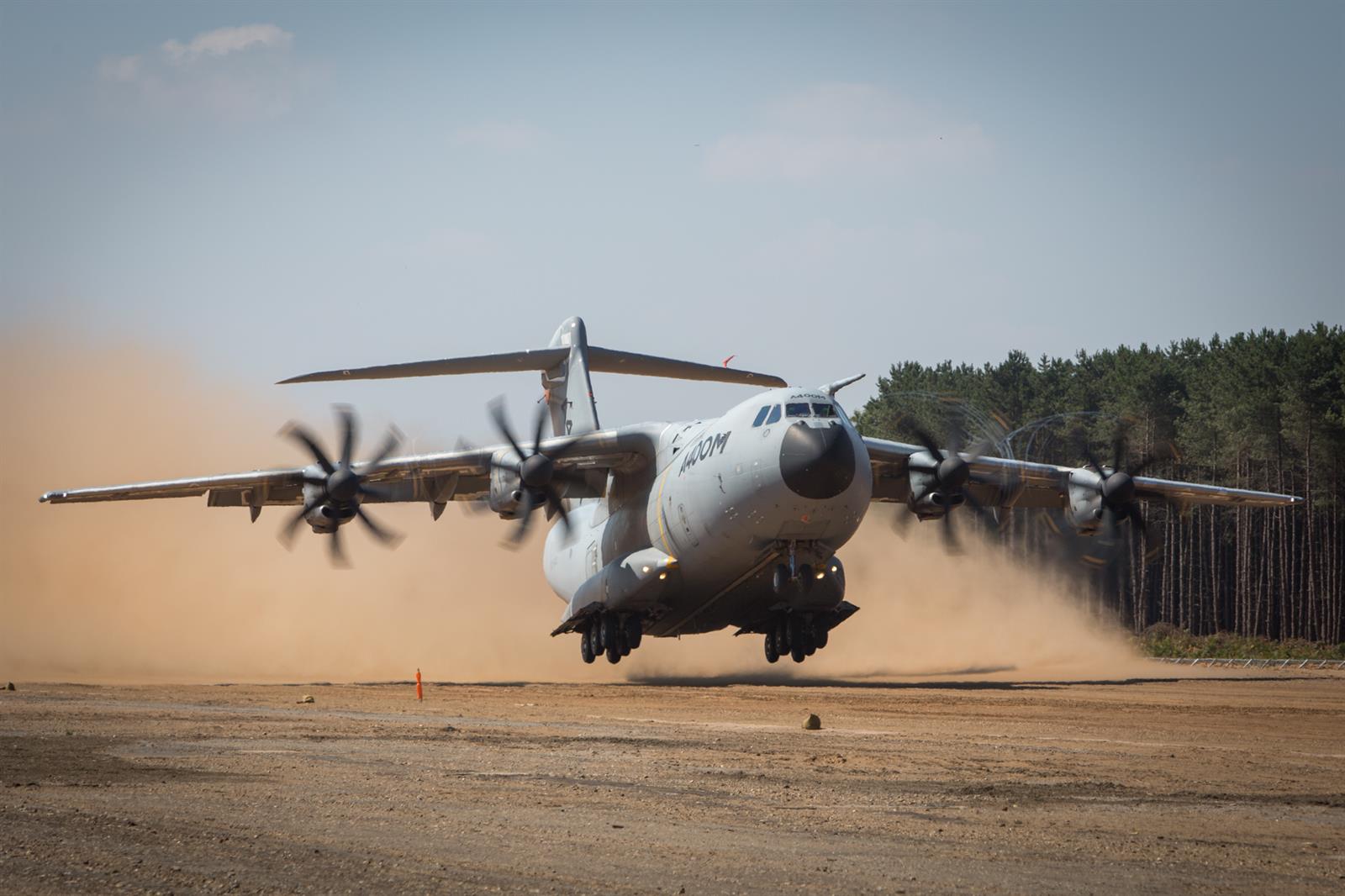 A400M on unpaved runway.