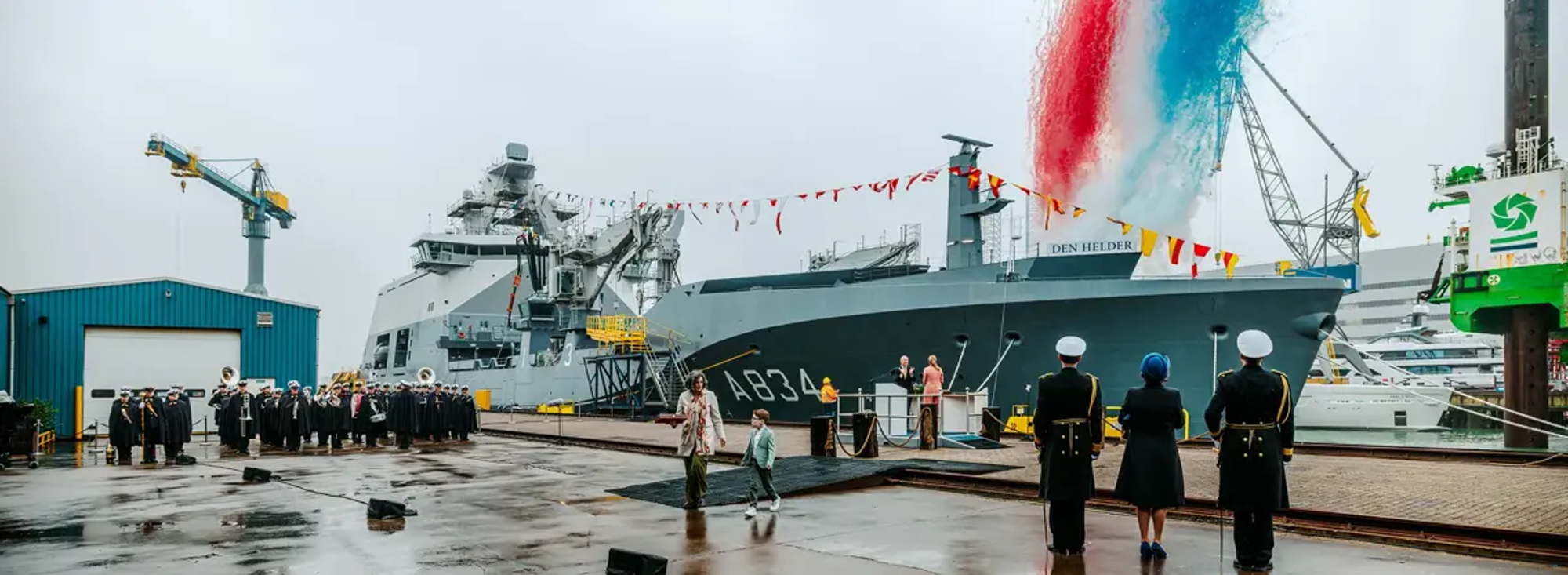 Dutch Crown Princess Catharina-Amalia christens HNLMS Den Helder (A834) Combat Support Ship