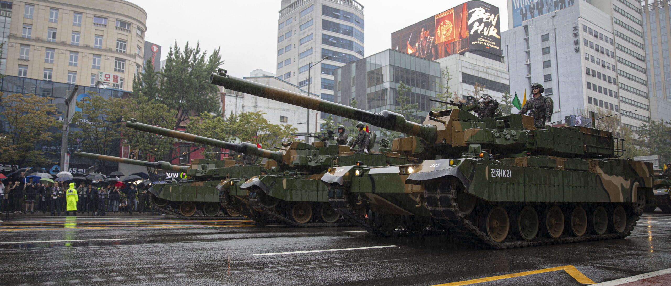 Republic of Korea Soldiers, display the K2 Black Panther during the 75th Republic of Korea Armed Forces parade, in Seoul, South Korea, on September 26, 2023. (Photo by U.S. Army Reserve Spc. Jason Palacios)