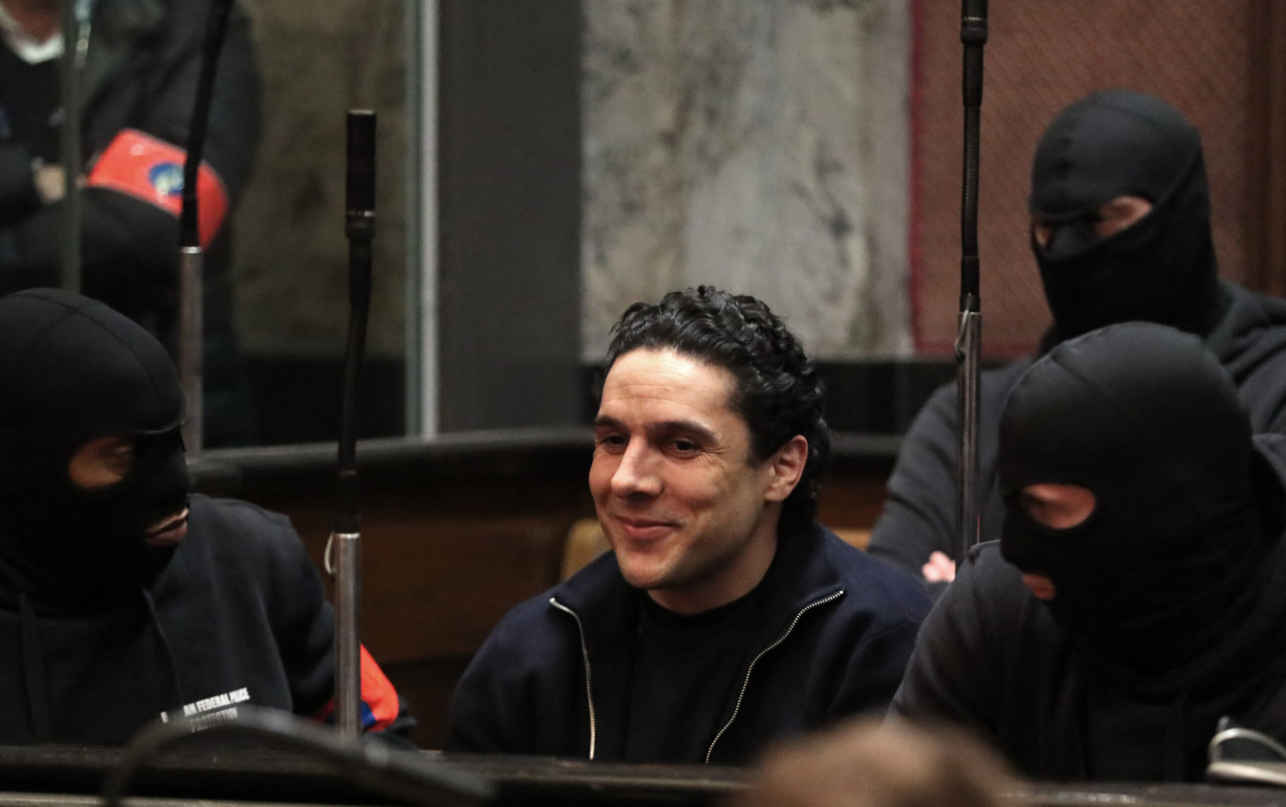 The accused Mehdi Nemmouche pictured at the session of the announce of the penalties at the trial for the terrorist attack at the Jewish Museum in Brussels, at the Brussels Justice Palace, in Brussels, Tuesday 12 March 2019. Nemmouche and Bendrer are accused of committing a terrorist attack on 24 May 2014 at the Brussels Jewish Museum, killing four people. Nemmouche is sentenced to life imprisonment, Bendrer is sentenced to 15 years. BELGA PHOTO POOL YVES HERMAN (Photo by POOL YVES HERMAN / BELGA MAG / Belga via AFP)
