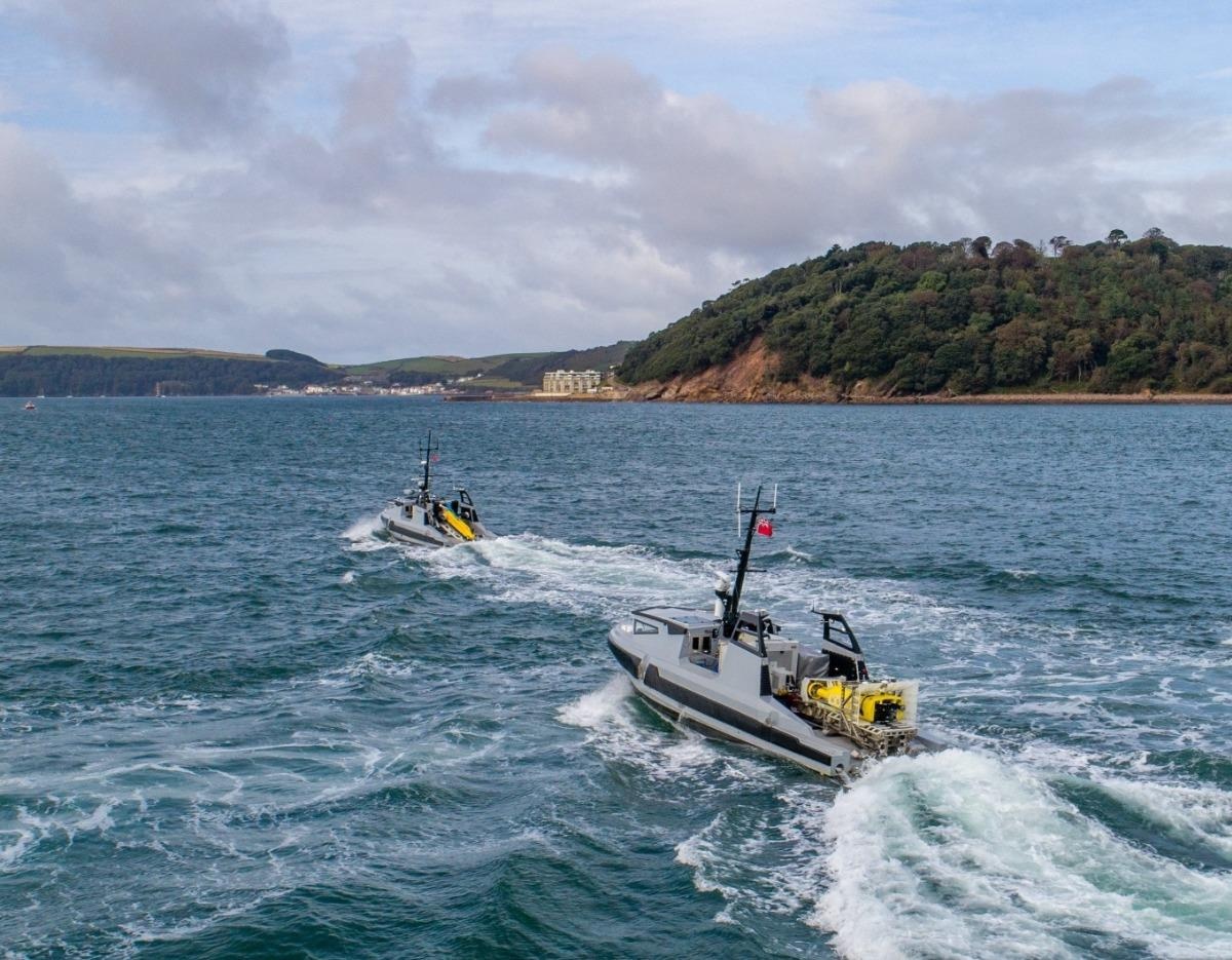 A couple of unmanned surface vessels at sea
