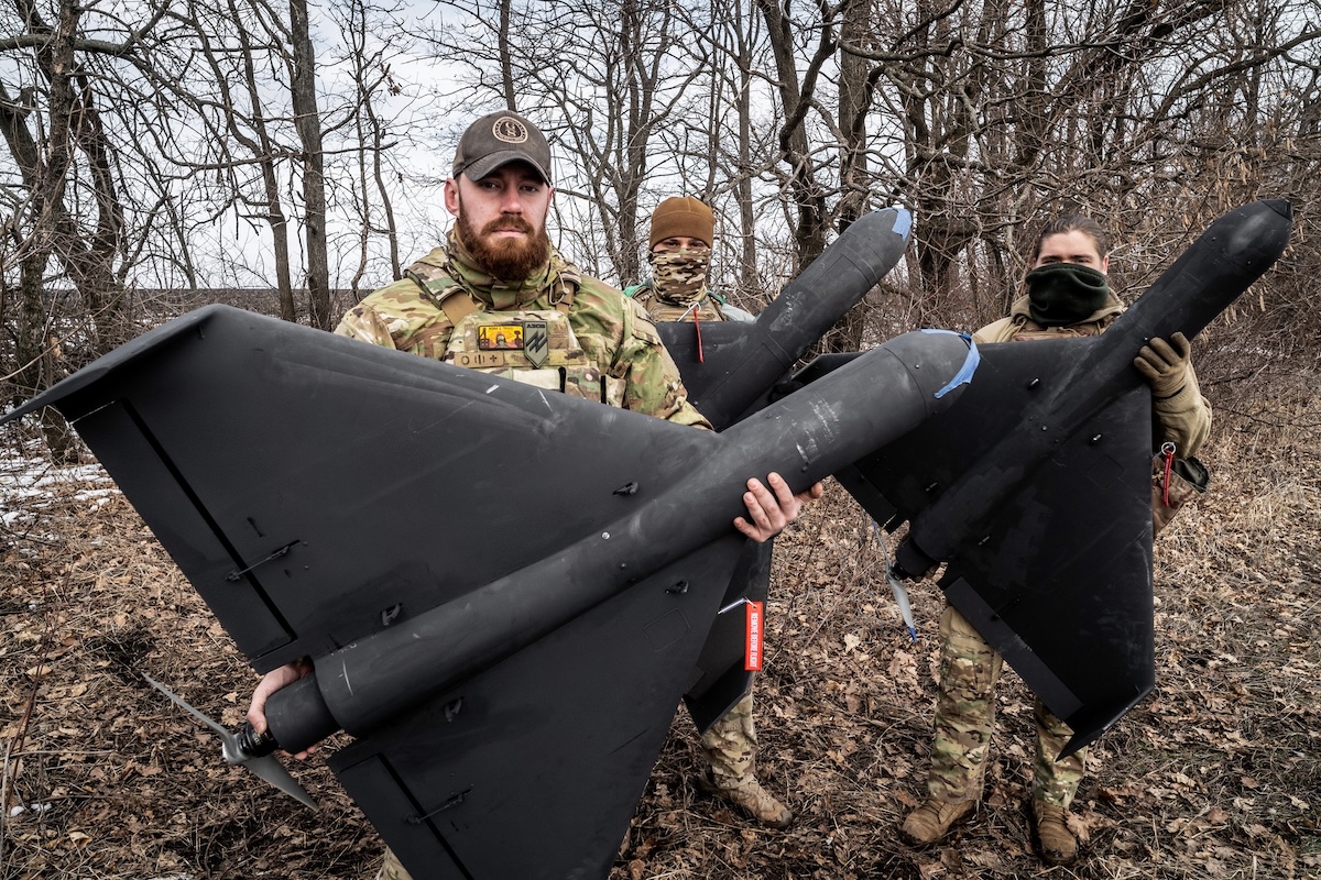 Ukrainian forces carrying the Seth UAS