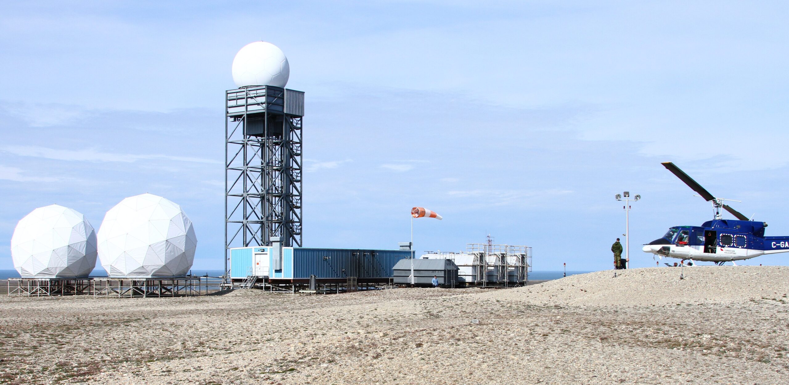 North Warning System (NWS) Site BAF-3 is located in Brevoort Island, Nunavut, Northwest Territories. This long-range radar site was established in October 1988. The NWS is a joint Canadian-American radar system that provides aerospace surveillance. In Canada, the NWS comprises 47 sites--11 long-range sites and 36 short-range sites -- spanning the Arctic. PHOTO: Courtesy of Lianne Girard