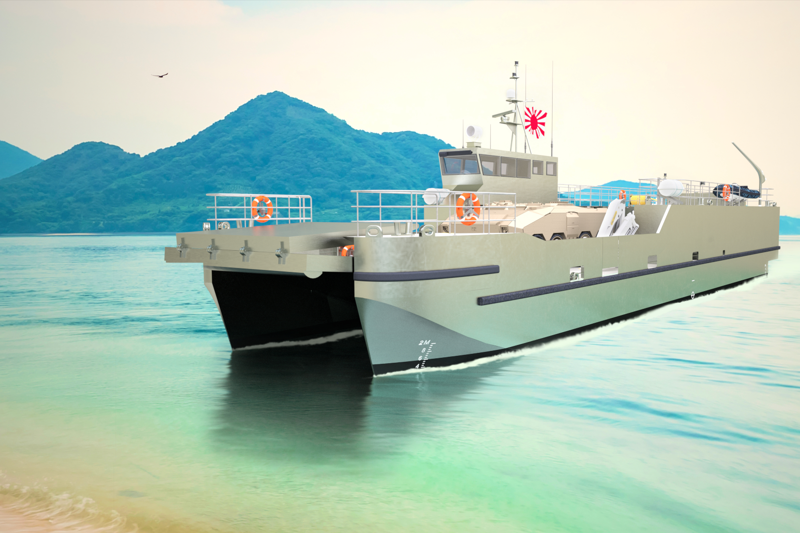 Rendering of future Japan Self Defense Forces High Speed Landing Craft. Photo: BMT/JMU
