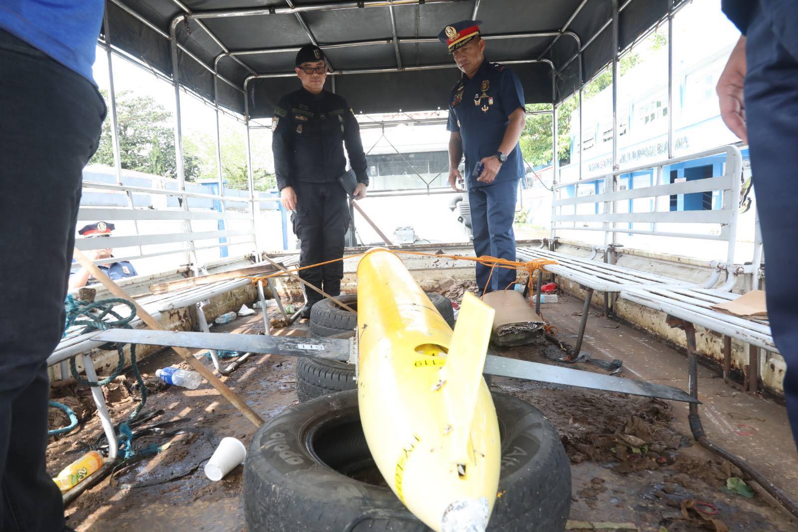The Police Regional Office in Bicol on Thursday (Jan. 2, 2025) releases photos of the underwater drone found by local fisherfolk off the waters of San Pascual, Masbate on Dec. 30, 2024. The local police has turned over the drone to the Philippine Navy. | Connie Calipay | Photos courtesy of PRO 5 chief B/Gen. Andre Dizon