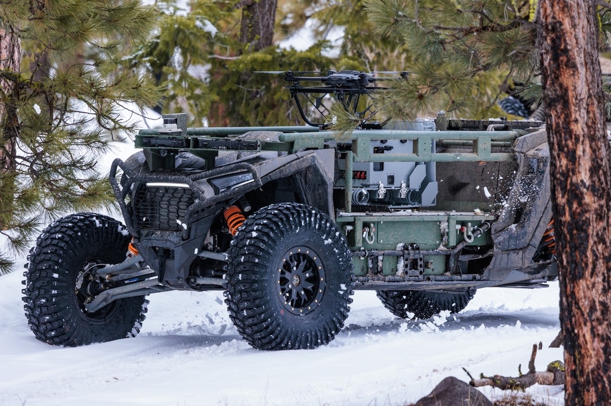 The Ultra autonomous ground tactical vehicle on snowy terrain