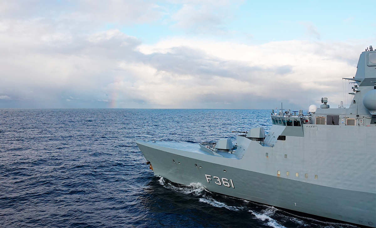 Danish navy's Iver Huitfeldt-class frigate at sea