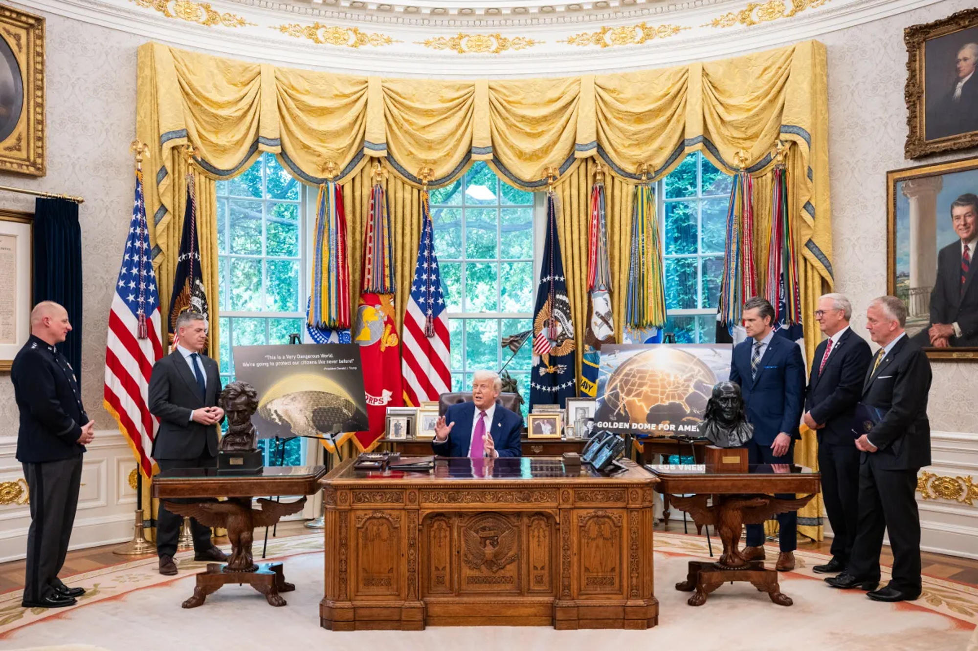 US President Donald Trump presenting the government's 'Golden Dome' missile defense plan at the Oval Office. Photo: The White House