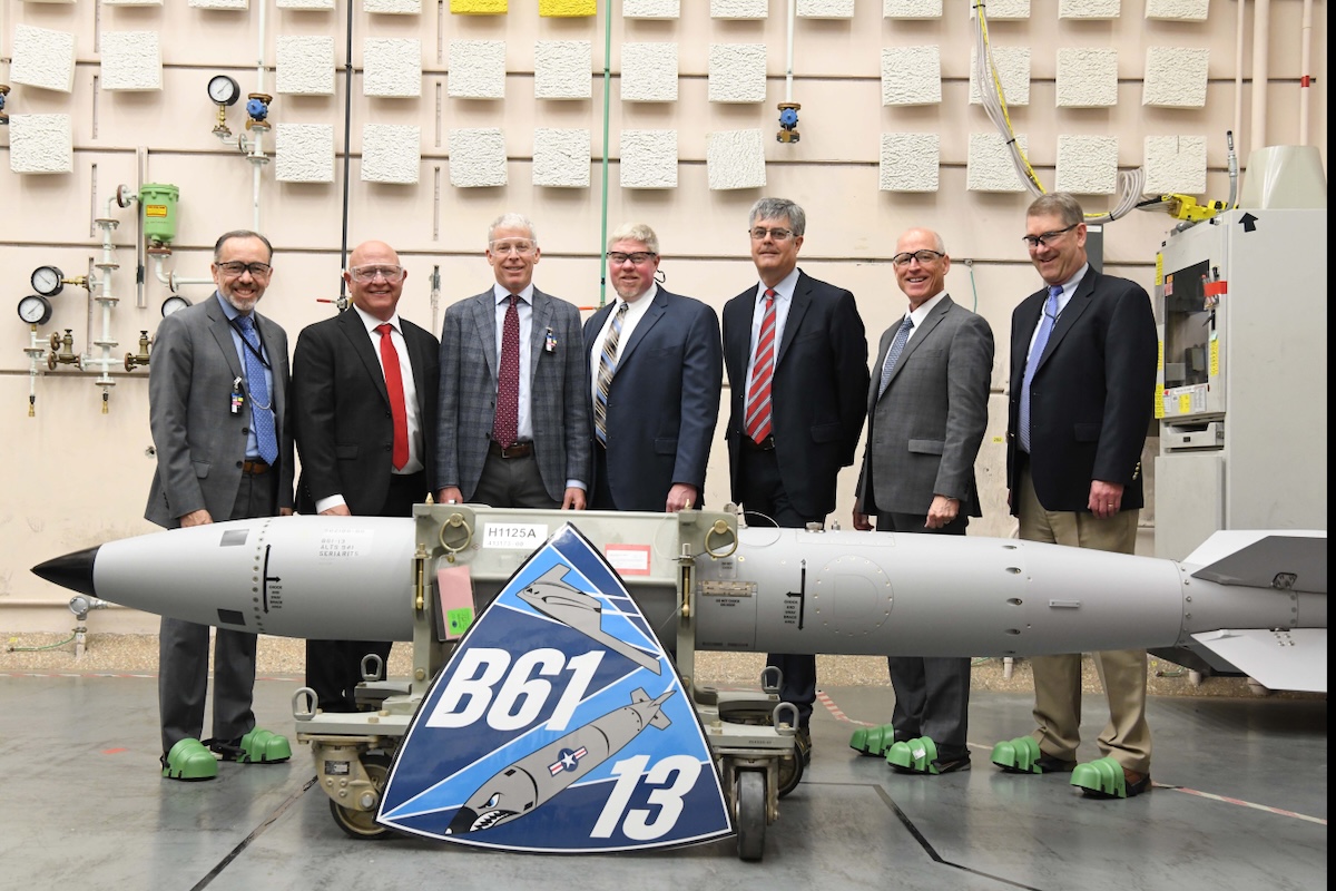 Leaders from across the Nuclear Security Enterprise join Secretary Wright to celebrate the completion of the first B61-13 unit.