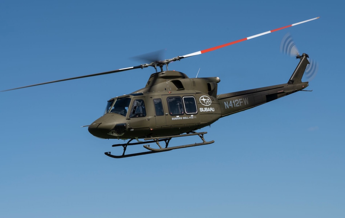 Bell Subaru 412EPX helicopter in mid-flight
