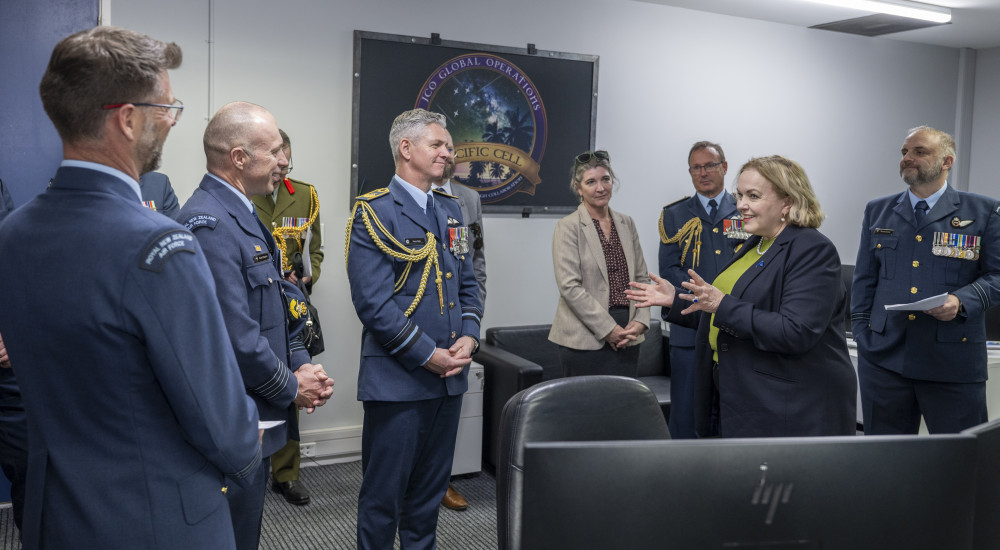 Ceremony at RNZAF Base Auckland, New Zealand, for the reactivation of the No. 62 Squadron space unit.