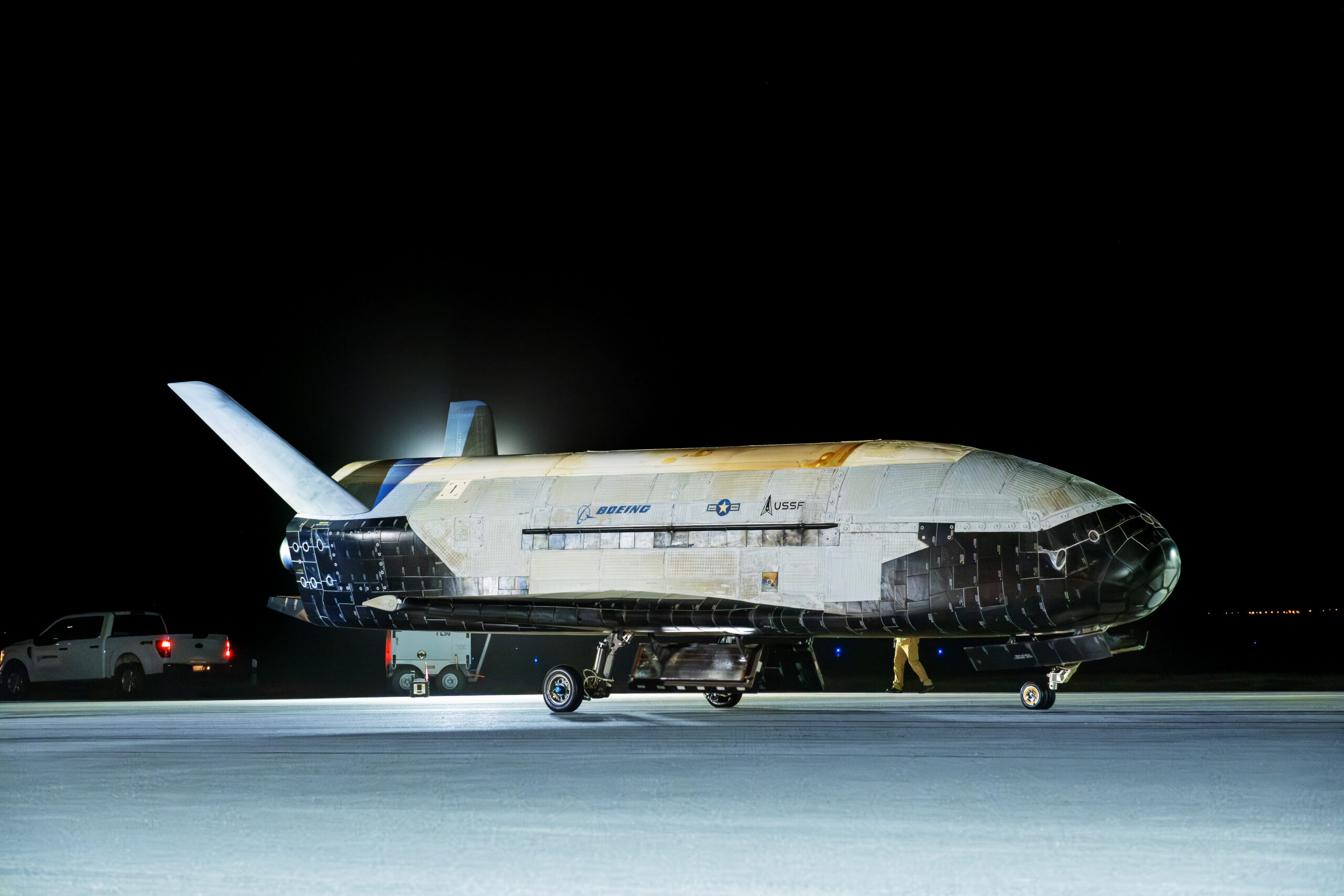 The U.S. Space Force’s X-37B Orbital Test Vehicle Mission Seven successfully landed at Vandenberg Space Force Base, California, March 7, 2025. The X-37B landed at Vandenberg Space Force Base, California, to exercise the service's ability to recover the spaceplane across multiple sites. (U.S. Space Force courtesy photo)