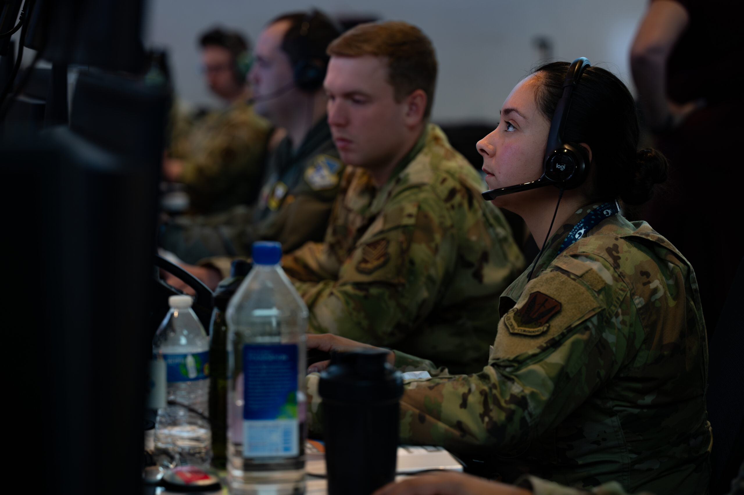 U.S. Airmen participate in the Shadow Operations Center-Nellis Experiment 3 at Nellis Air Force Base, Nevada, June 13, 2025. Experiment participants were challenged to use human-machine teaming to deliver decision advantage in scenarios marked by complexity, speed, and uncertainty. (U.S. Air Force photo by Airman 1st Class Jennifer Nesbitt)