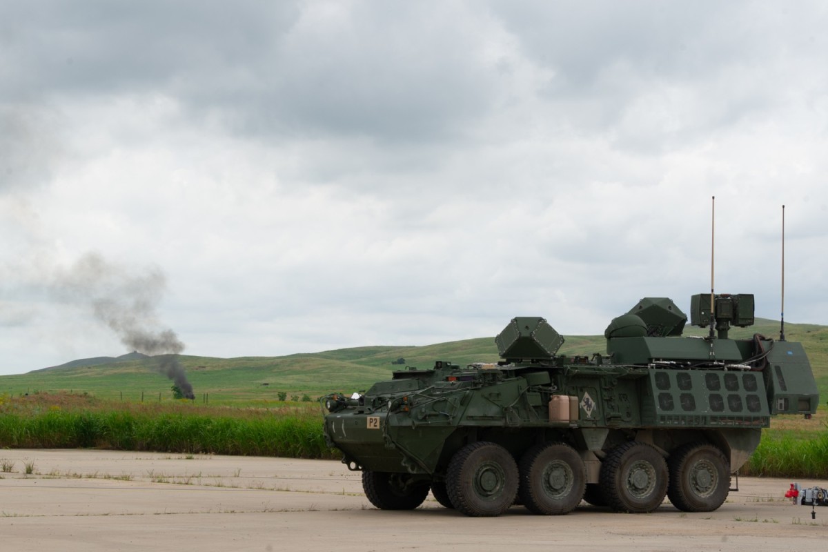 Directed Energy DE M-SHORAD in action at Fort Sill, demonstrating the future of air defense during a US Army live-fire exercise.