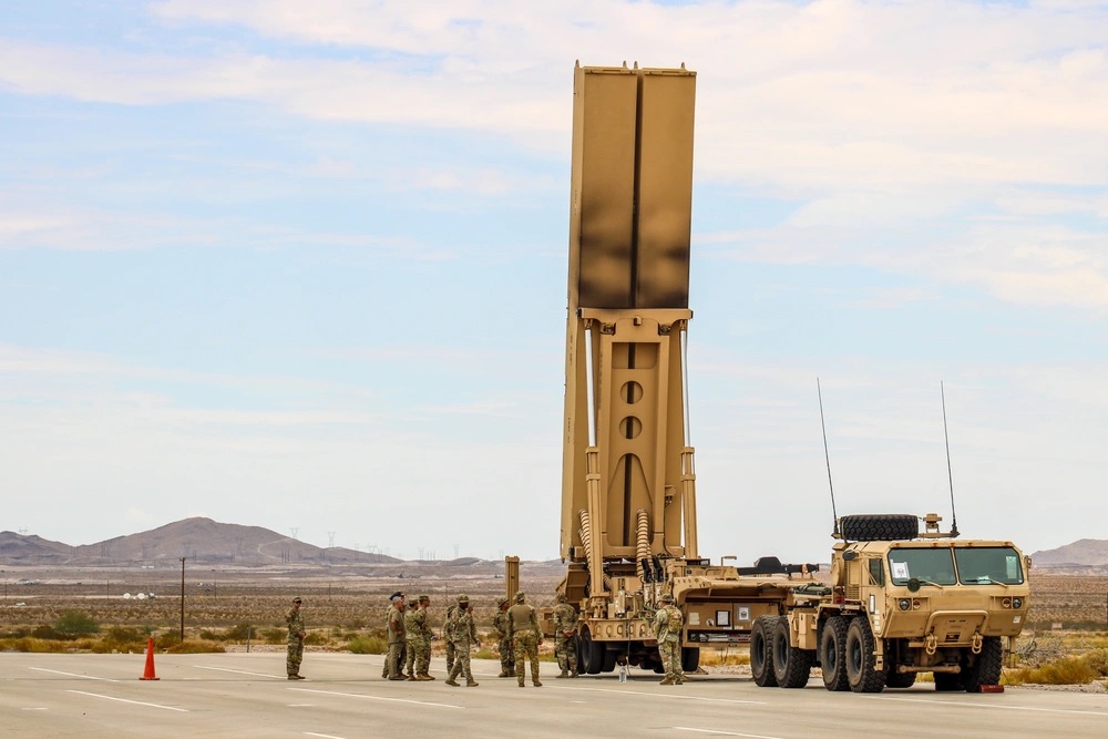 One of the Long Range Hypersonic Weapon Transporter Erector Launchers participates in exercise Bamboo Eagle 2024 on Nellis Air Force Base