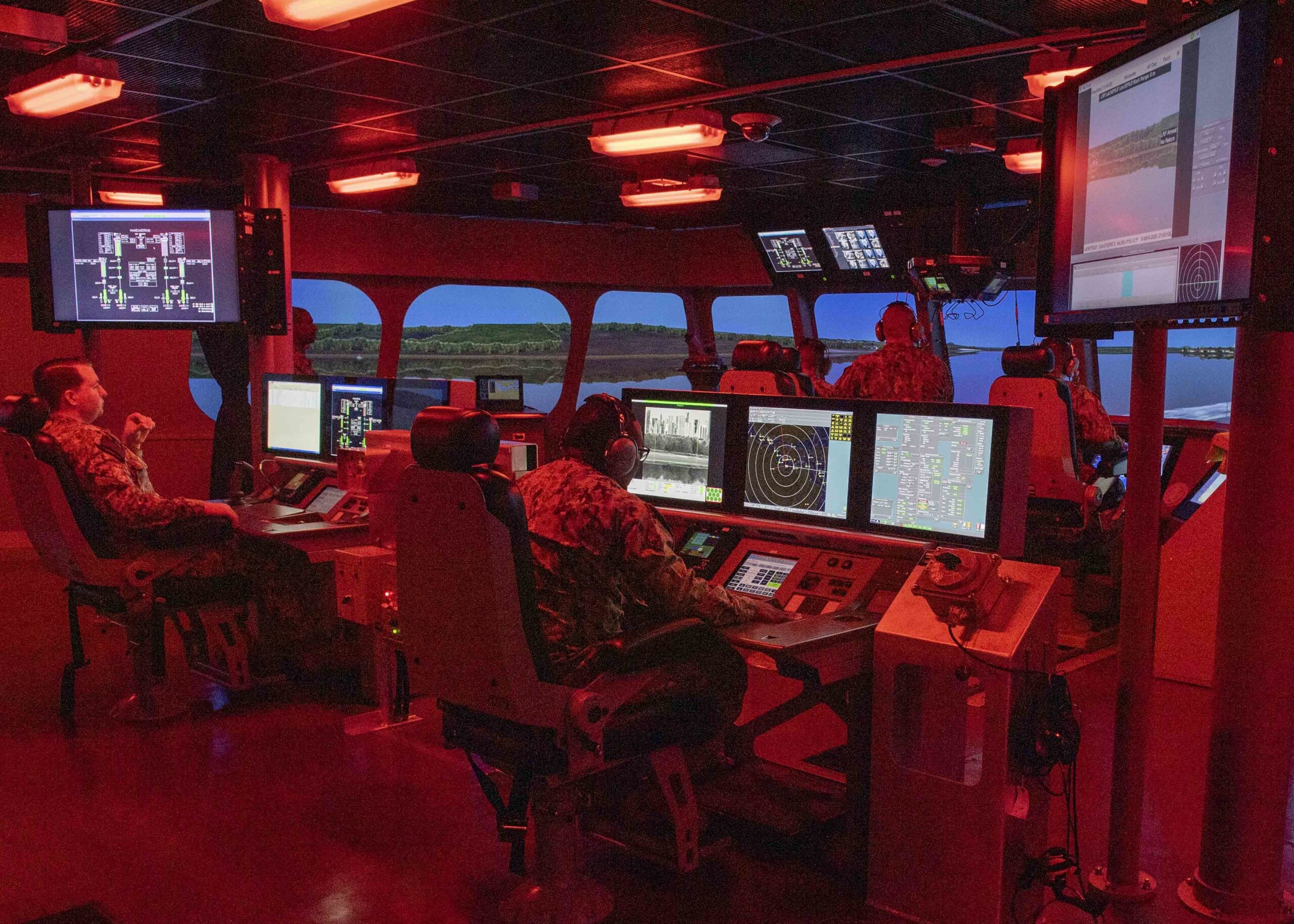 SAN DIEGO (March 5, 2020) – Sailors stand a simulated watch on the bridge of the Littoral Combat Ship (LCS) Integrated Tactical Trainer (ITT)-2B at the Littoral Training Facility on Naval Base San Diego, March 5, 2020.