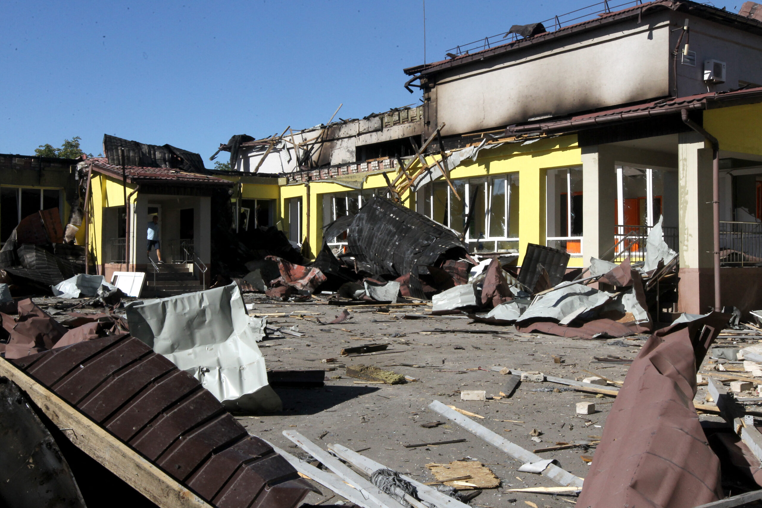 Russian drone strike in the village of Vasylkivka, Dnipropetrovsk region.