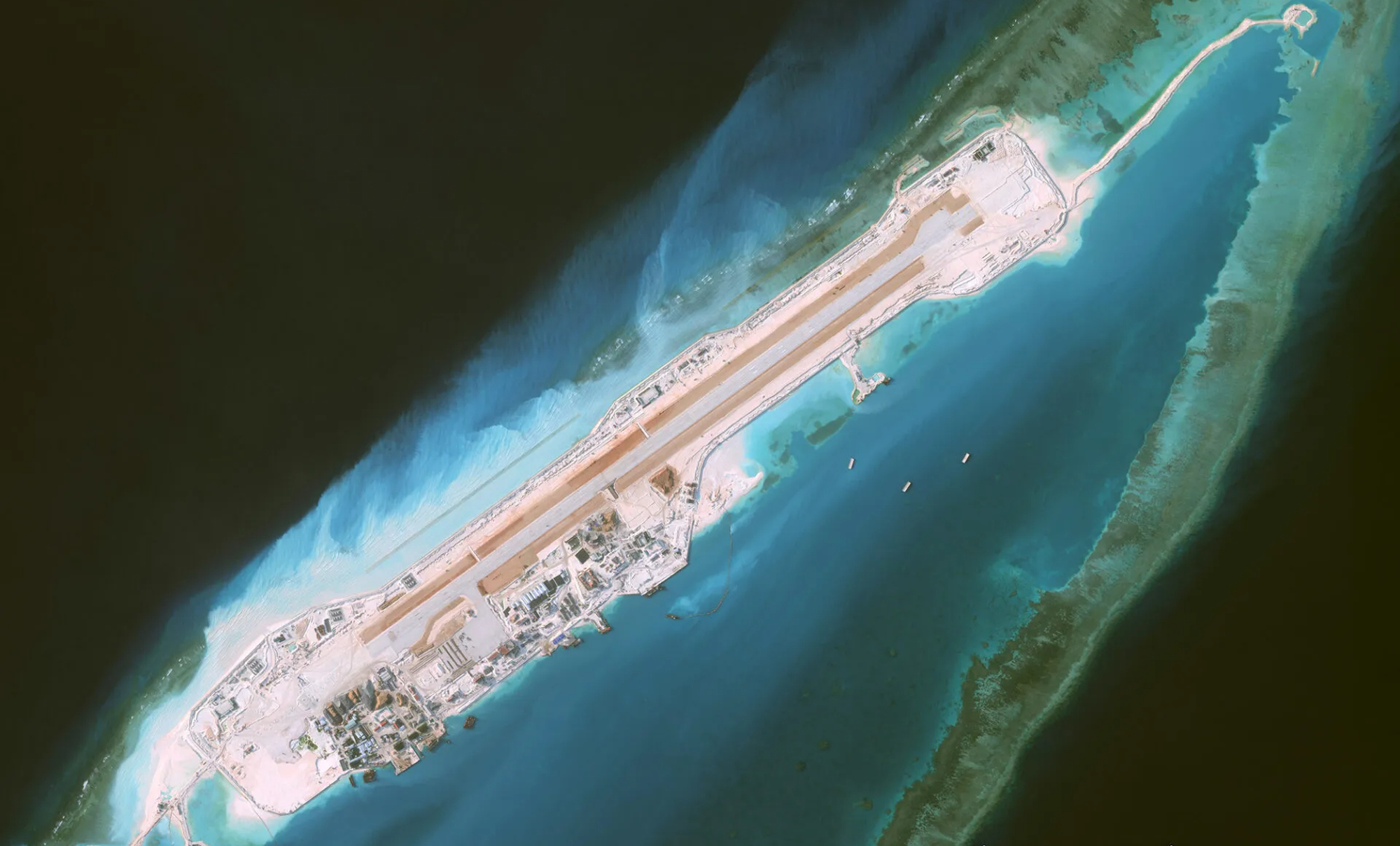 An artificial island at the Barque Canada Reef.