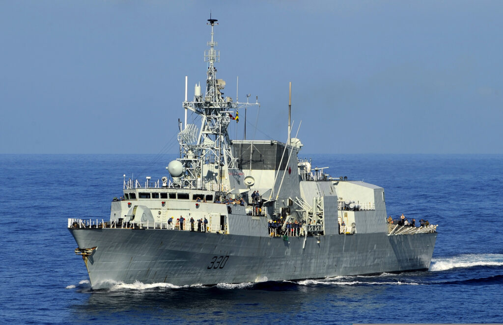 The Canadian patrol frigate HMCS Halifax (FFH 330) transits the Caribbean Sea Jan. 18, 2010. Halifax is taking part in Unified Response, a humanitarian assistance and disaster response operation for the earthquake survivors in Haiti. (U.S. Navy photo by Mass Communication Specialist 2nd Class Kristopher Wilson/Released)